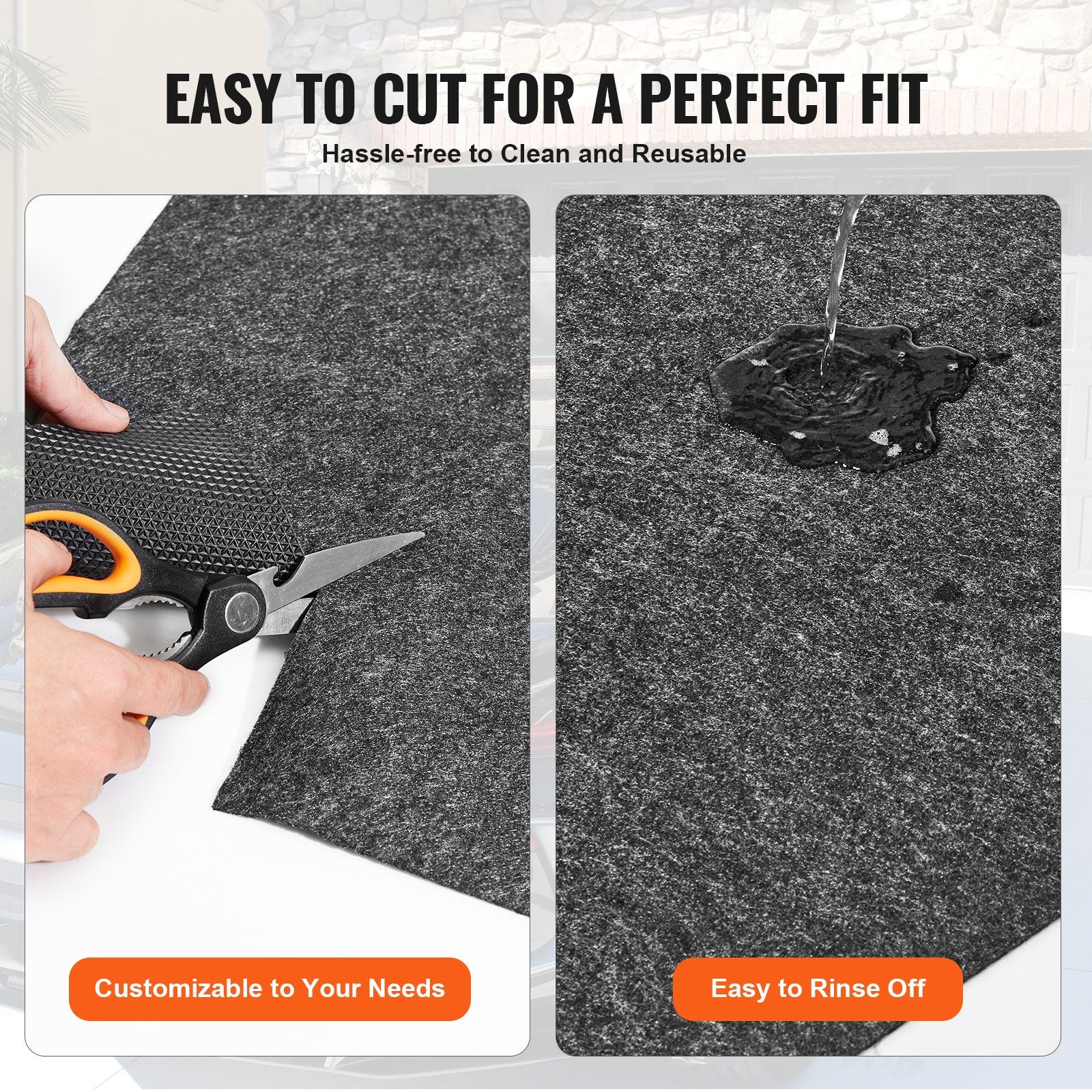 Garage Floor Mat Waterproof Heavy Duty Containment Mat 1.49x1.8M