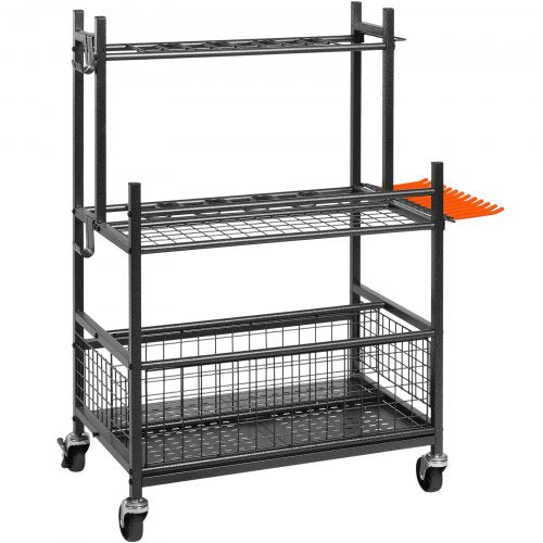 Garden Tool Organizer 16 Slots with Hooks and Wheels for Outdoor Storage