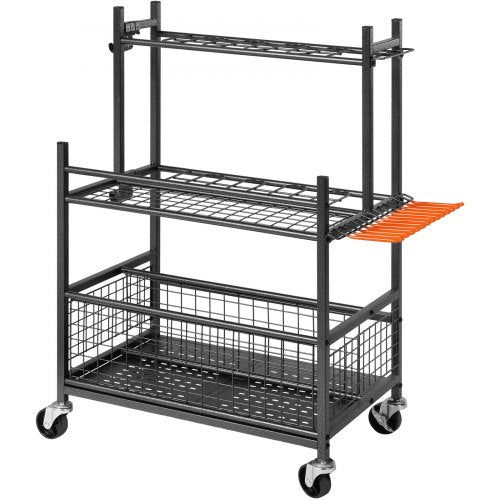 Garden Tool Organizer 16 Slots with Hooks and Wheels for Outdoor Storage