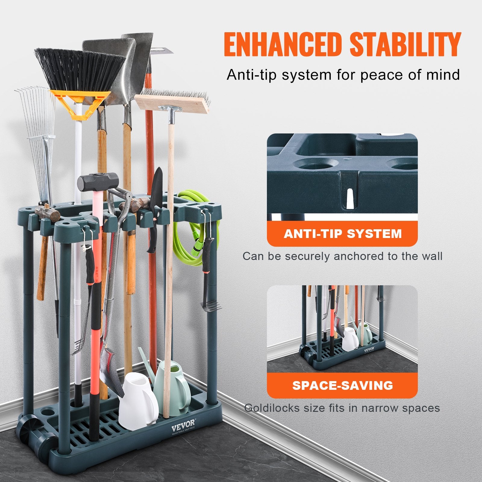 Garden Tool Organizer 10 Slots Yard Tool Tower Rack Stand Holder for Garage Shed