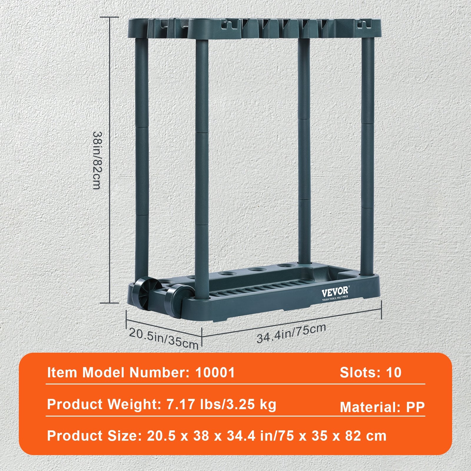 Garden Tool Organizer 10 Slots Yard Tool Tower Rack Stand Holder for Garage Shed