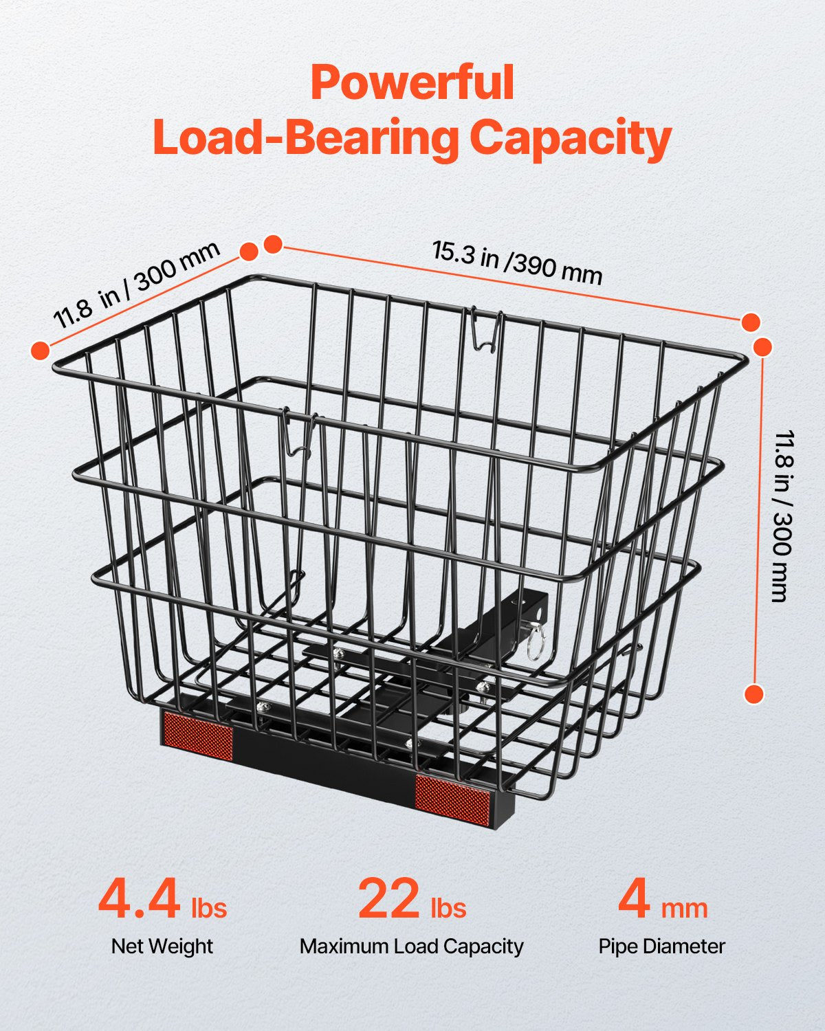 Scooter Rear Basket Heavy-Duty Metal Wire Handle Cargo Basket for 1" Receiver