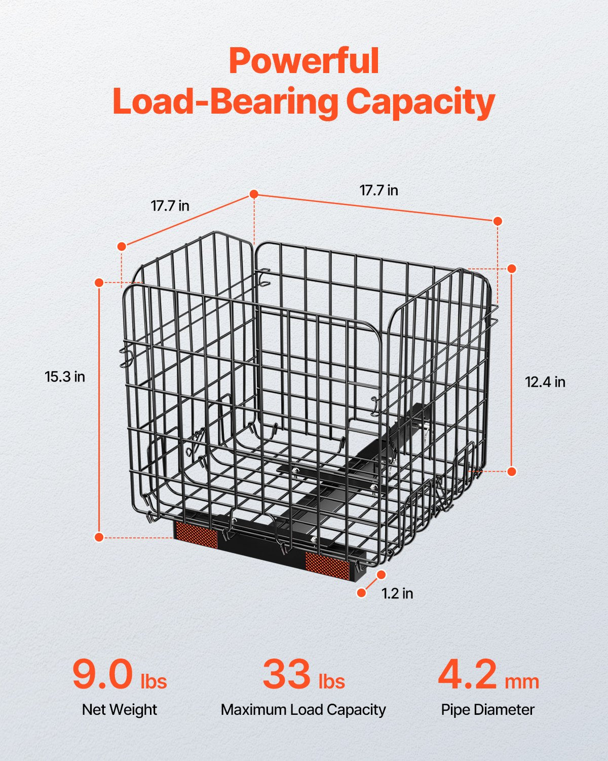 Scooter Rear Basket Folding Metal Wire Heavy Duty Cargo 1" Receiver Compatible