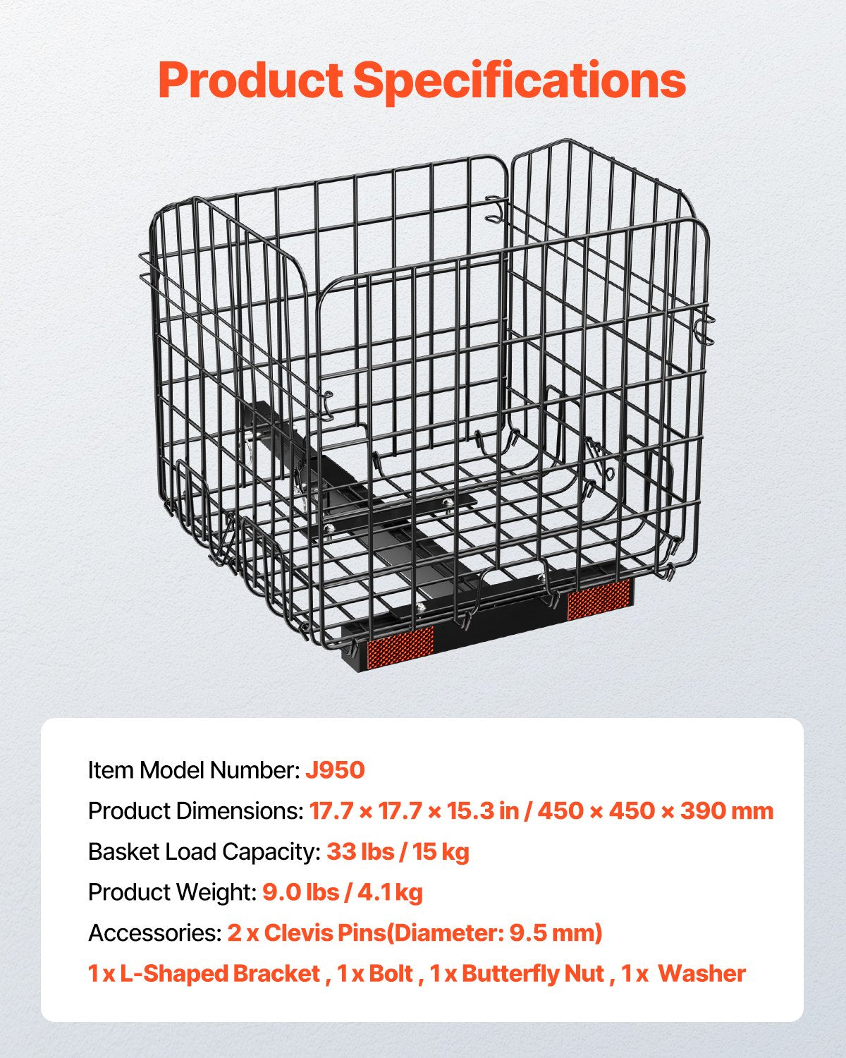 Scooter Rear Basket Folding Metal Wire Heavy Duty Cargo 1" Receiver Compatible