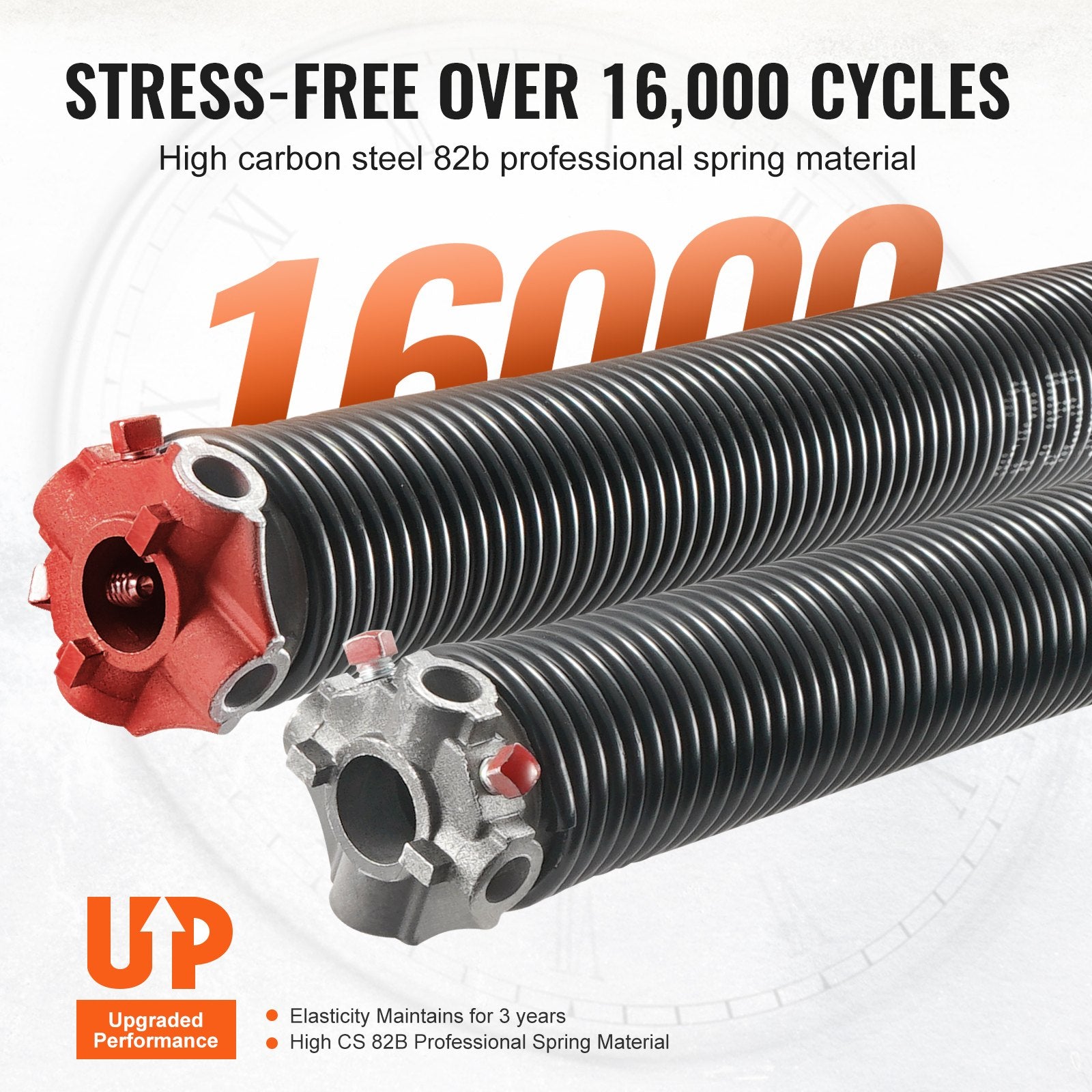 Garage Door Torsion Springs Pair 16000 Cycles with Winding Bars Tools Glove