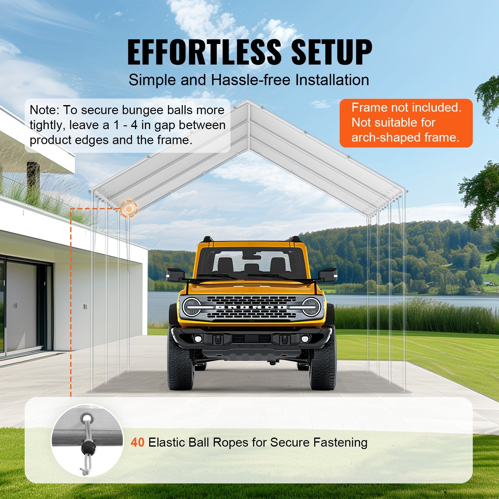 6x3m Carport Replacement Canopy Cover Waterproof UV Top Tarp White