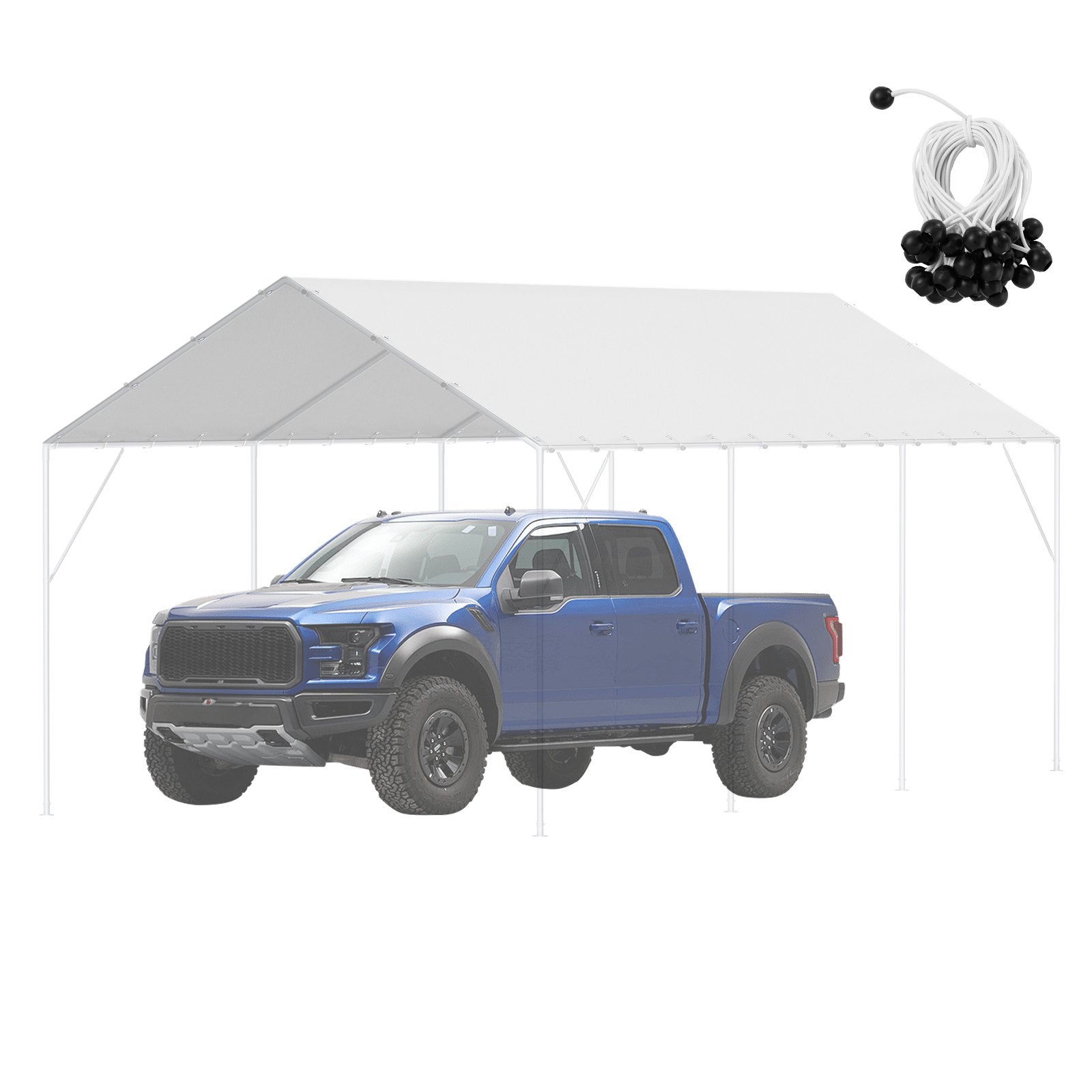 6x3m Carport Replacement Canopy Cover Waterproof UV Top Tarp White