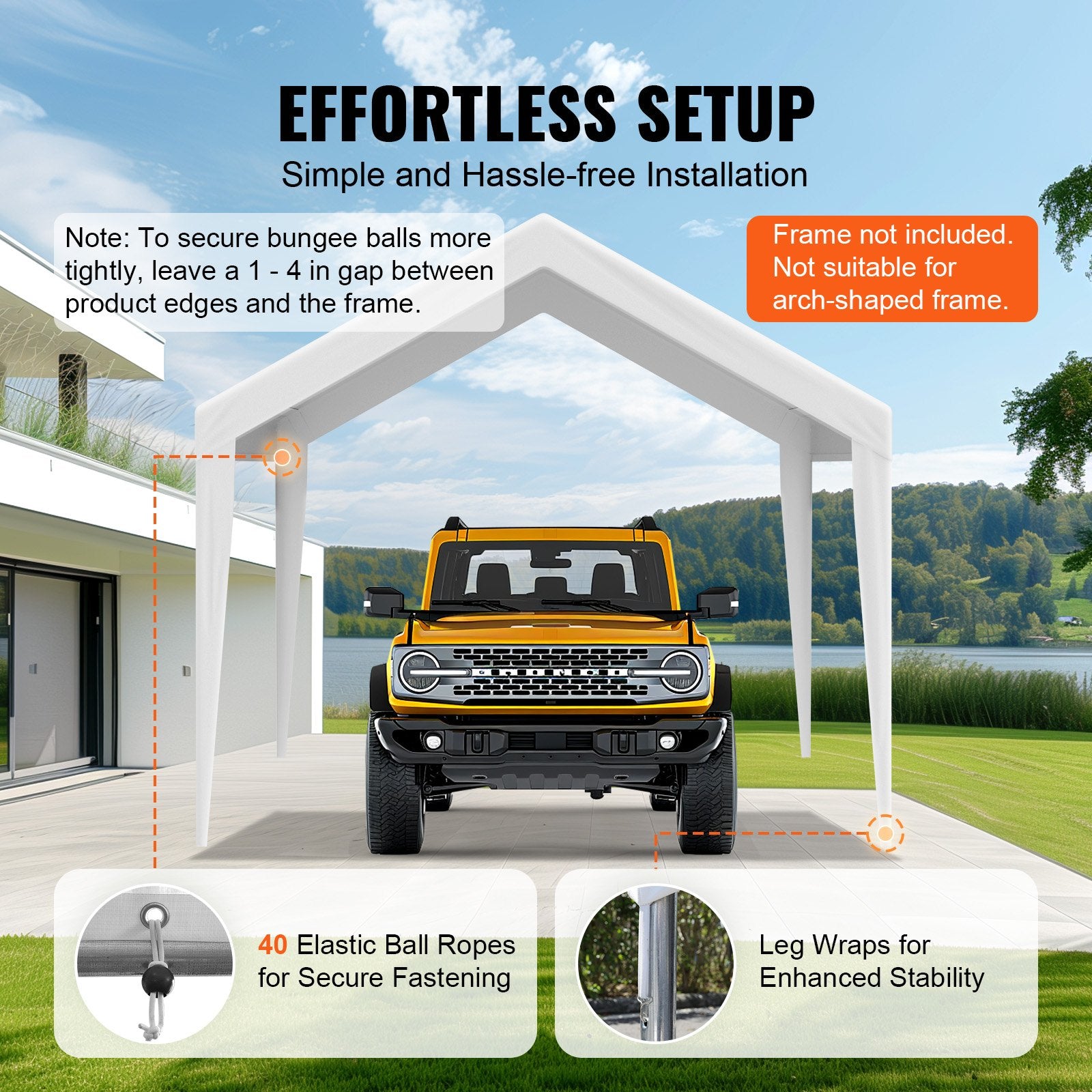 6x3m Carport Replacement Canopy Cover Waterproof UV Garage Top Tarp White