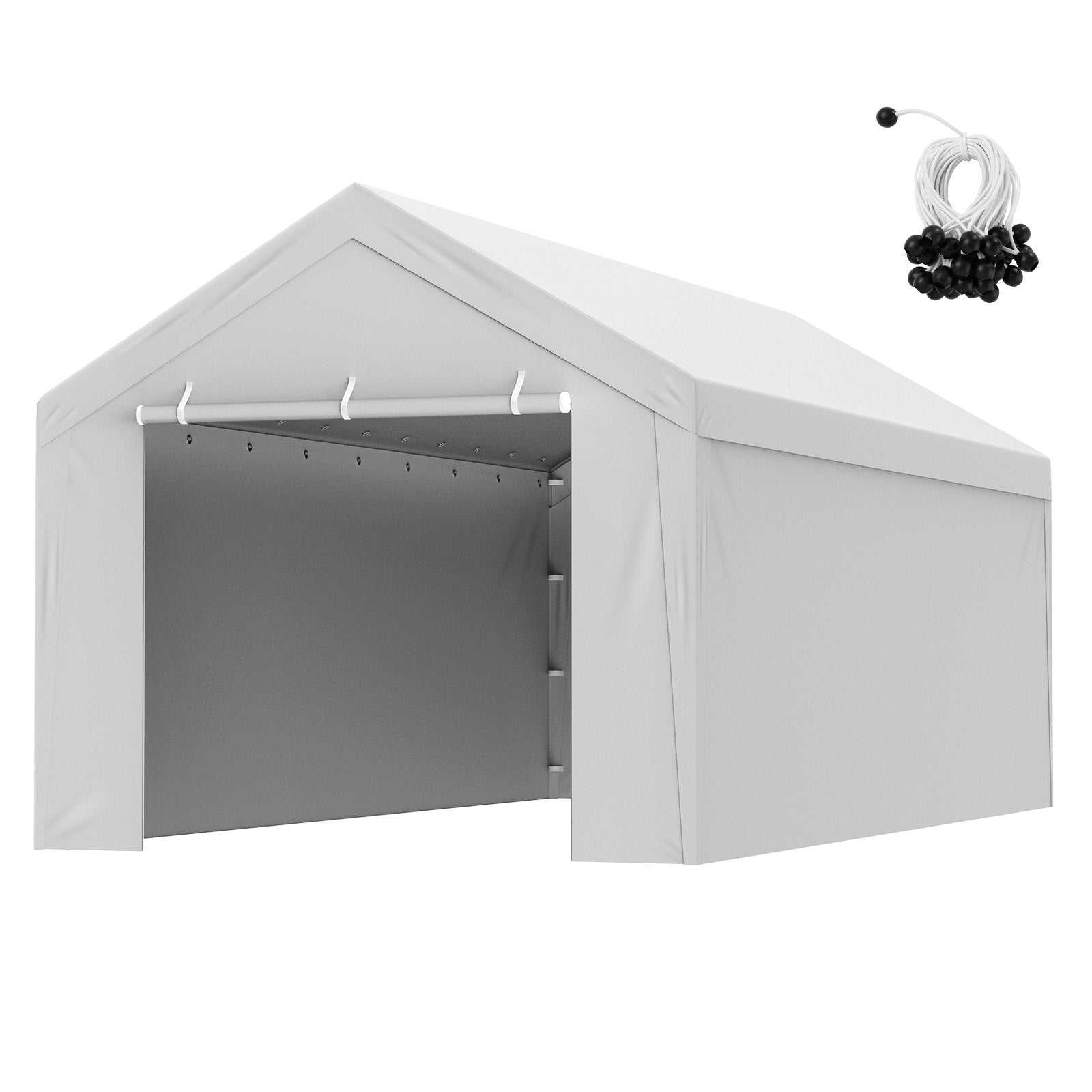 10x20 ft Carport Replacement Canopy Cover with Side Wall Waterproof UV Grey