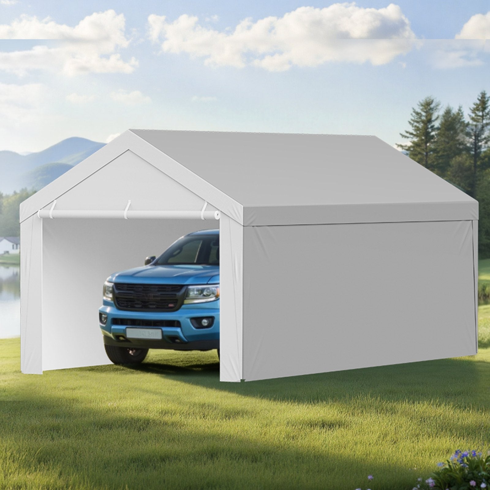 Carport Replacement Canopy 6x3.6m Garage Tent Top Tarp Sidewalls Waterproof Grey
