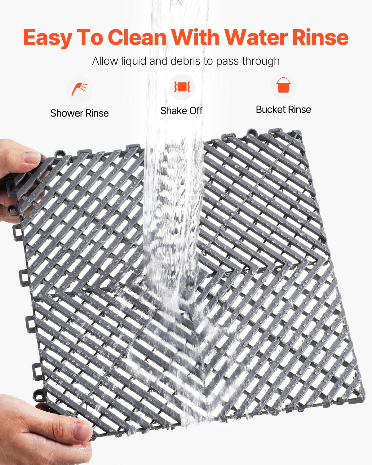 Interlocking Drainage Mat 31x31 cm, 50 Pc Non-Slip Modular Floor & Shower Mat