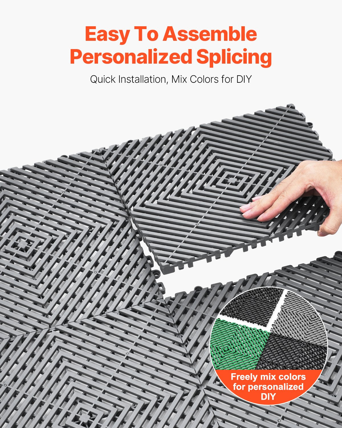 Interlocking Drainage Mat 31x31 cm, 50 Pc Non-Slip Modular Floor & Shower Mat
