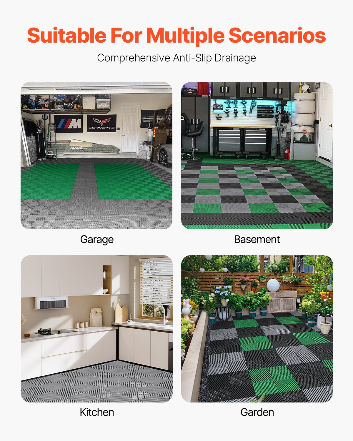 Interlocking Drainage Mat 31x31 cm, 50 Pc Non-Slip Modular Floor & Shower Mat