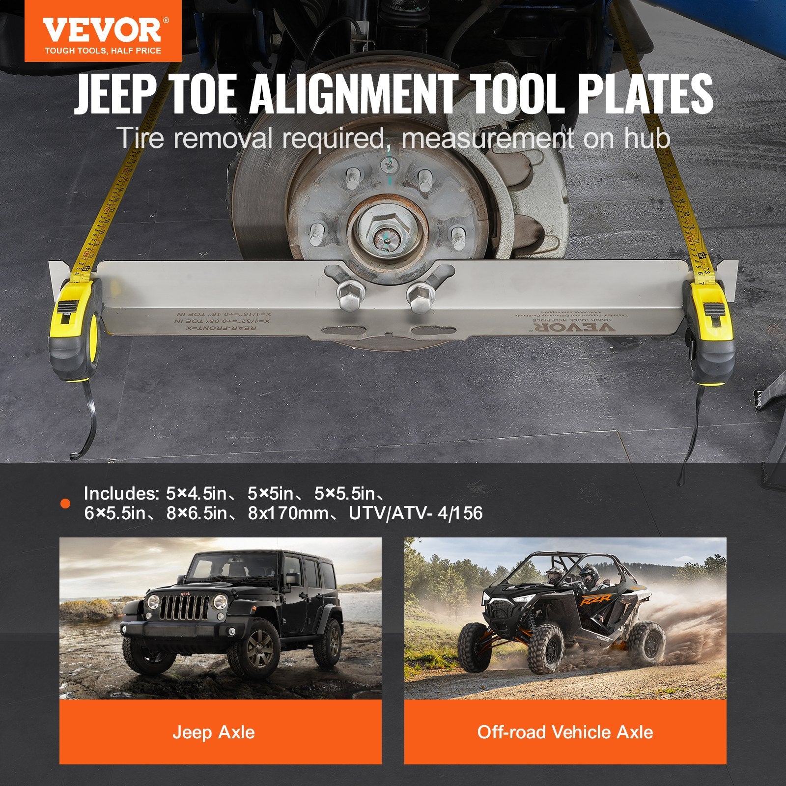 Wheel Alignment Tool 2-Pack Toe Plates Stainless Steel Accurate Measurement Kit