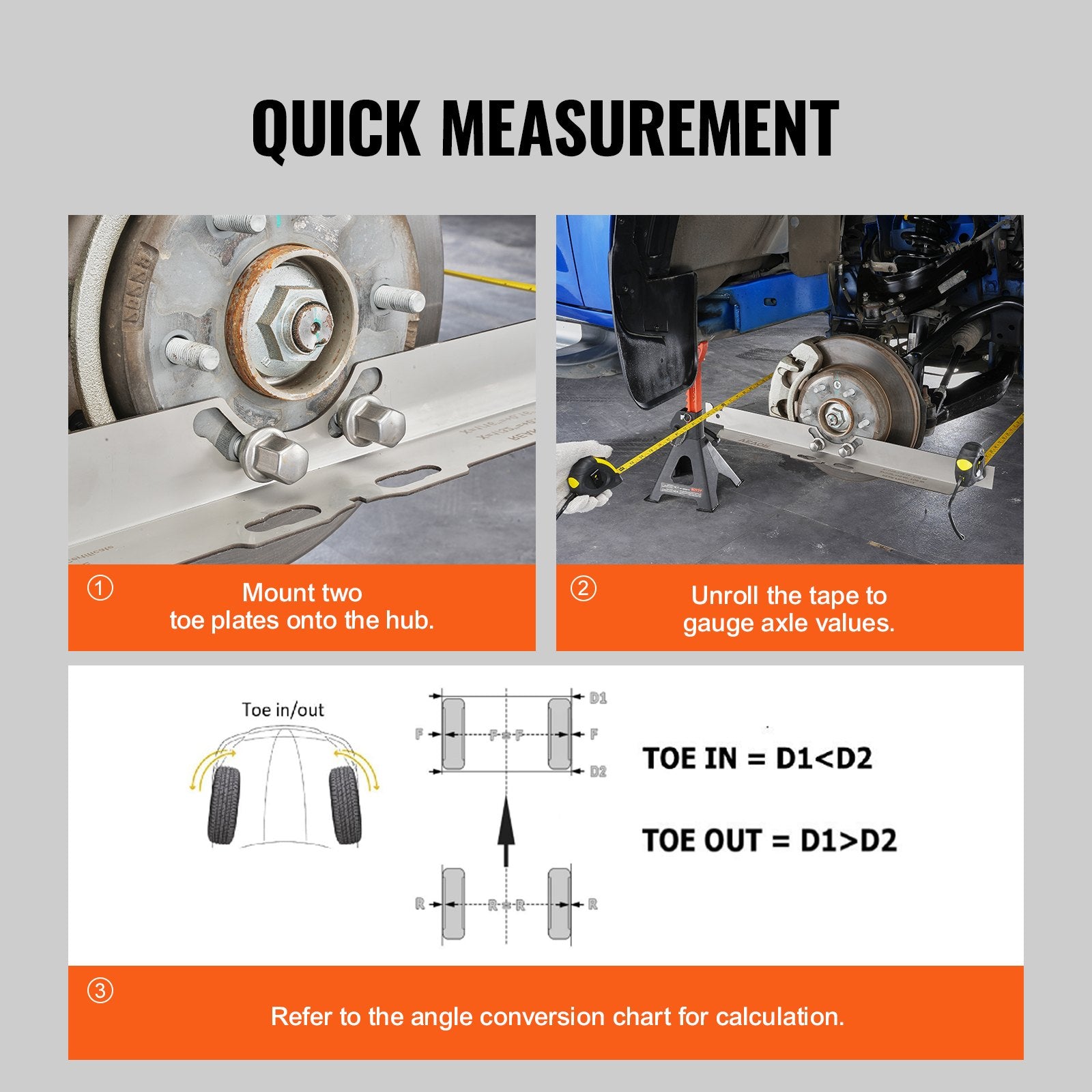 Wheel Alignment Tool 2-Pack Toe Plates Stainless Steel Accurate Measurement Kit