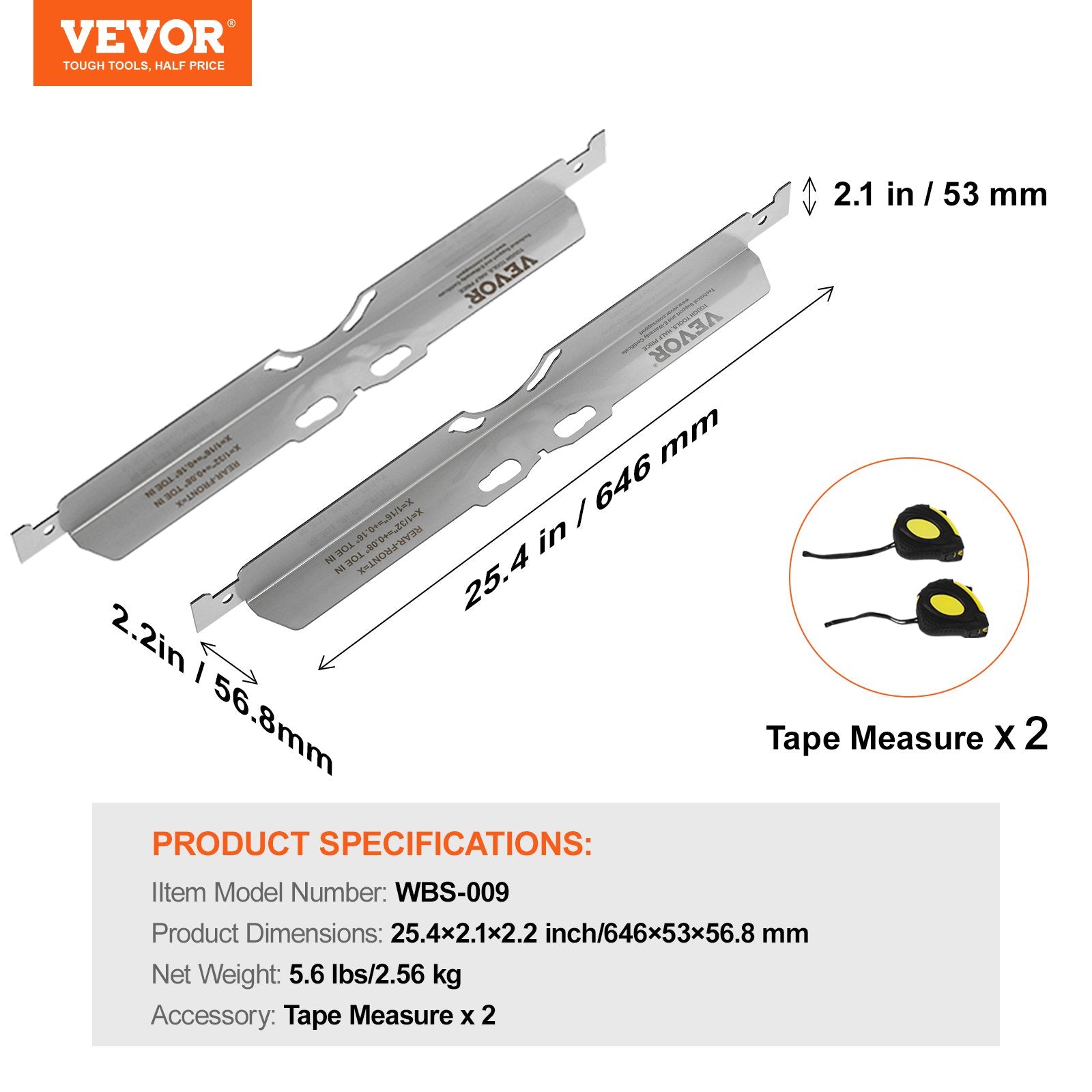 Wheel Alignment Tool 2-Pack Toe Plates Stainless Steel Accurate Measurement Kit