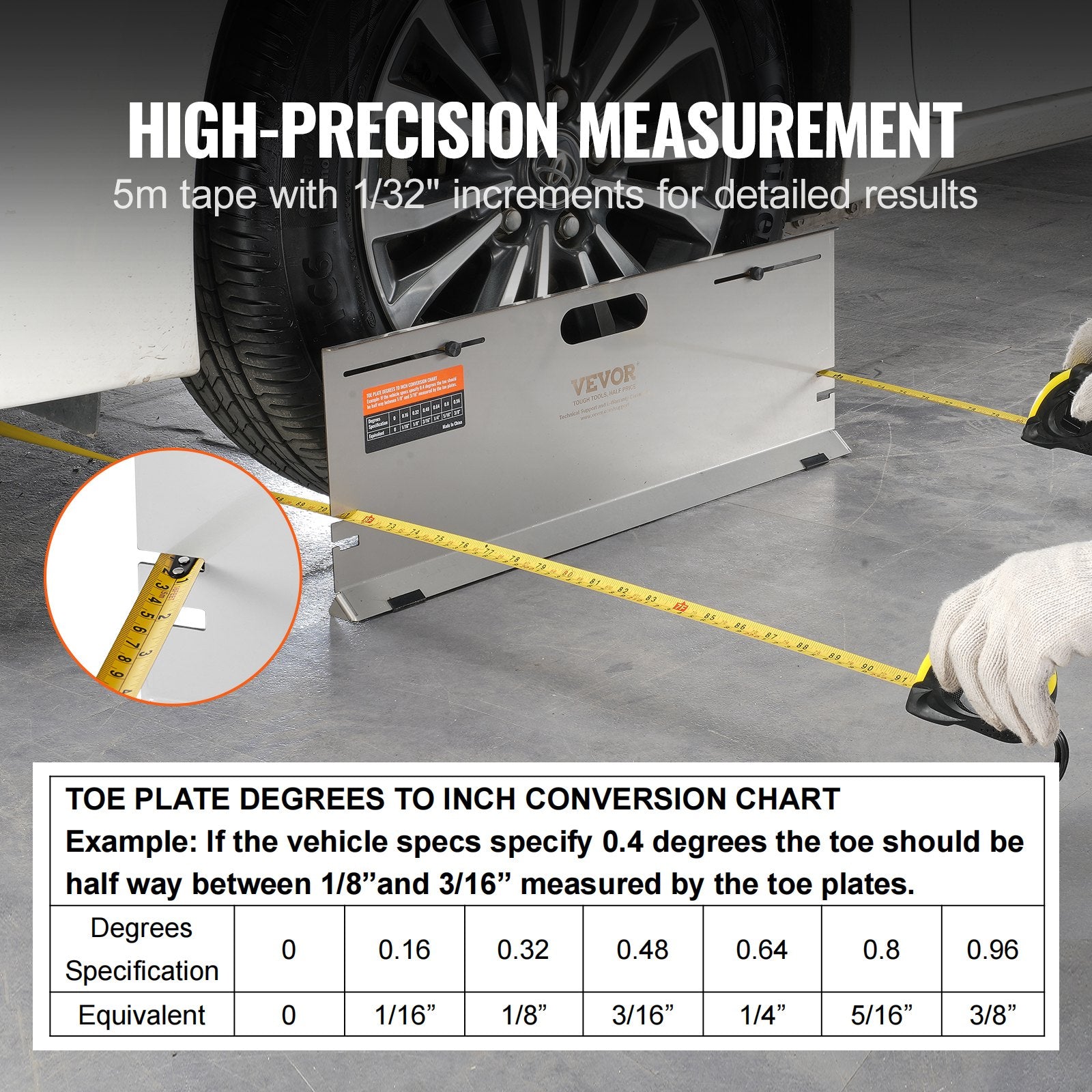 Wheel Alignment Tool 2-Pack Toe Plates Stainless Steel Magnetic Measuring Kit