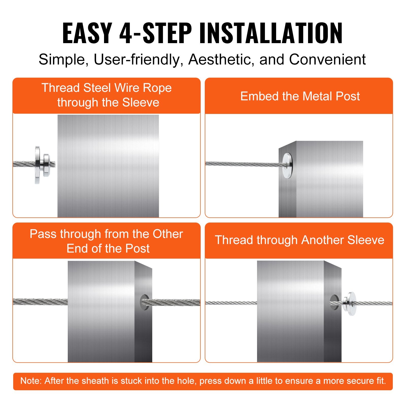 51-Pack 3.2mm Cable Railing Kit with Swage Tensioners and Post Protector Covers