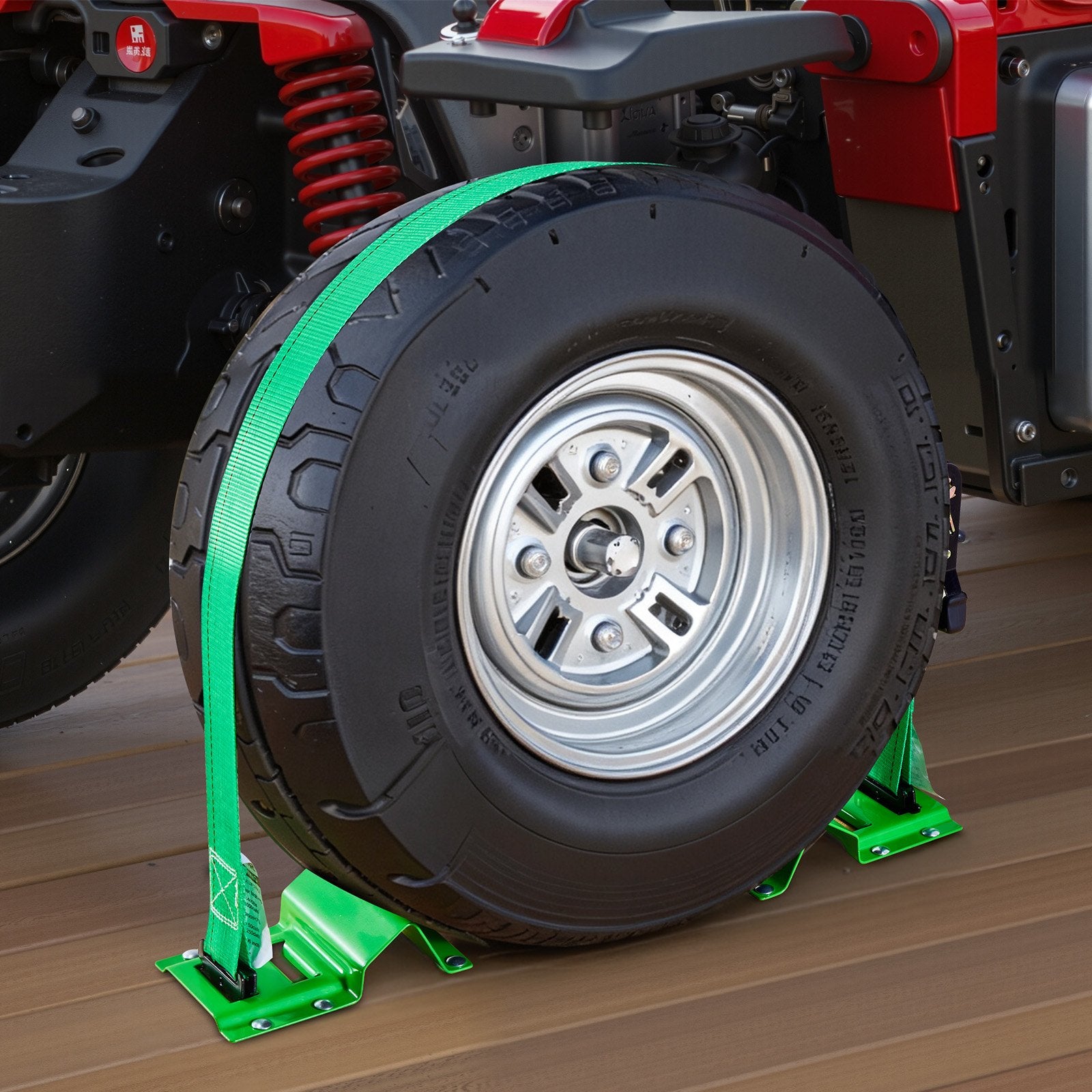 Wheel Chock Tie-Down Kit Chock-Style Trailer Strap Buckle E-Hooks 1986kg