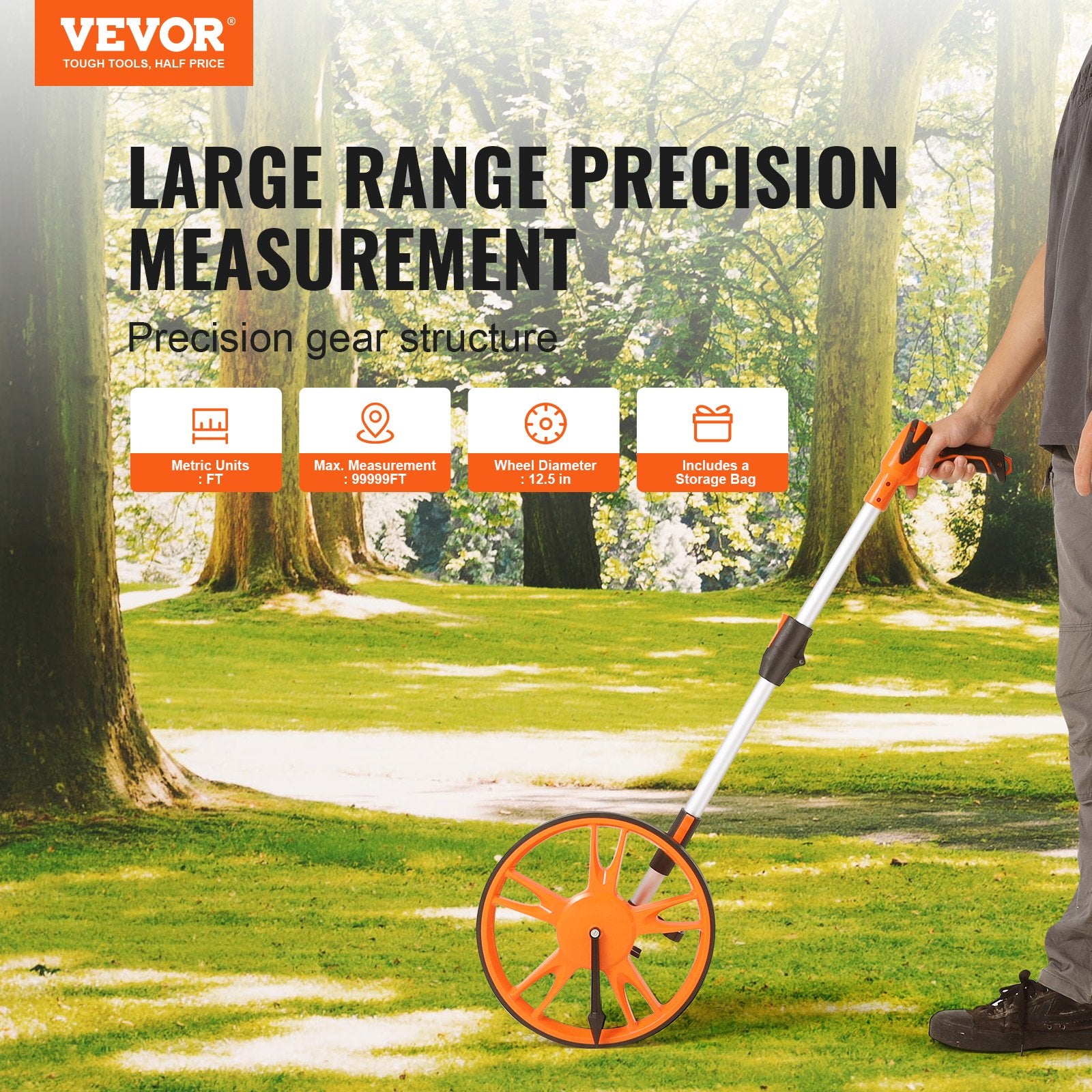 Measuring Wheel 12.5” Road Runner Distance Telescoping Handle w/ Back Bag