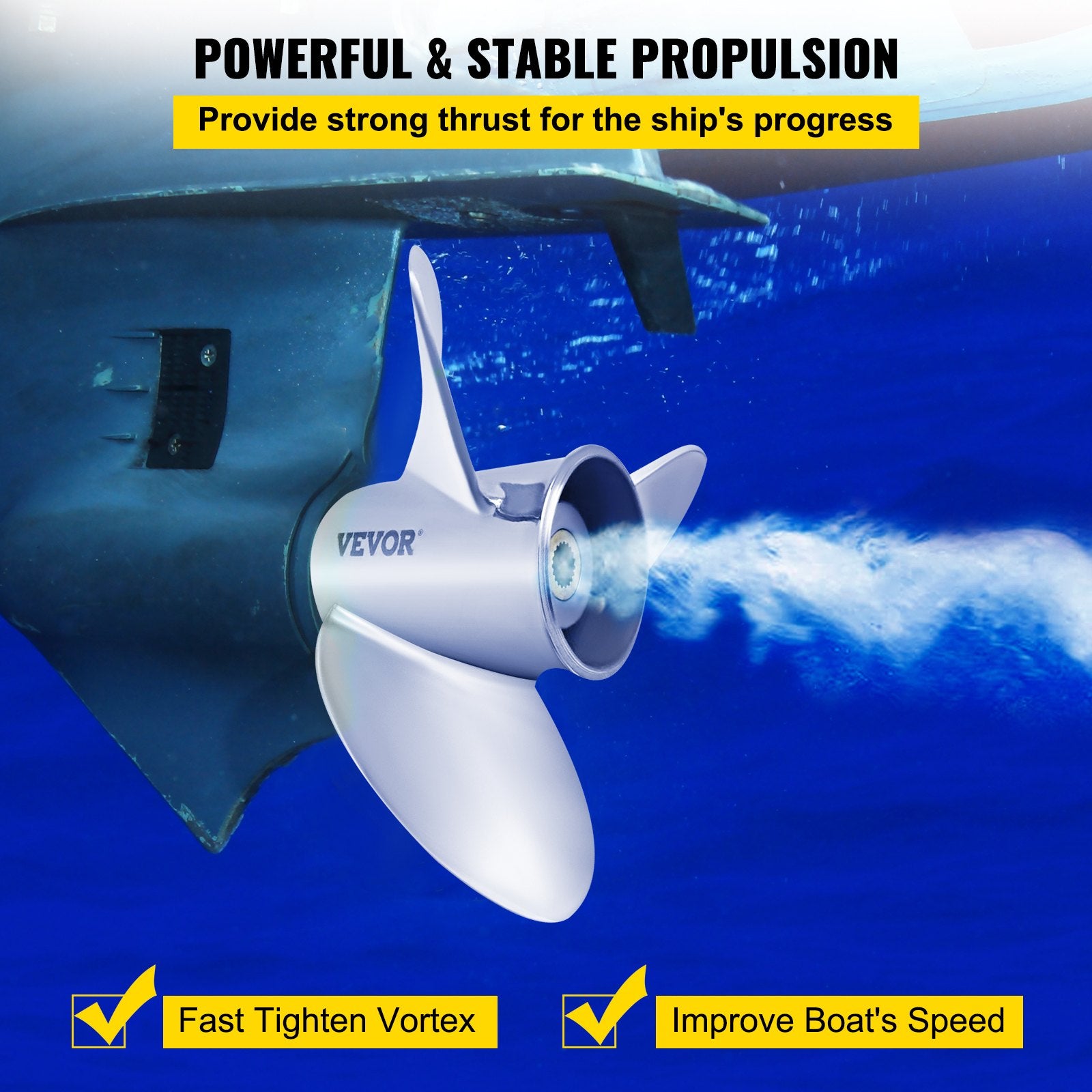 Outboard Propeller 3-Blade 14.5"x21" Steel Replace OEM 3860709 Volvo Penta RH