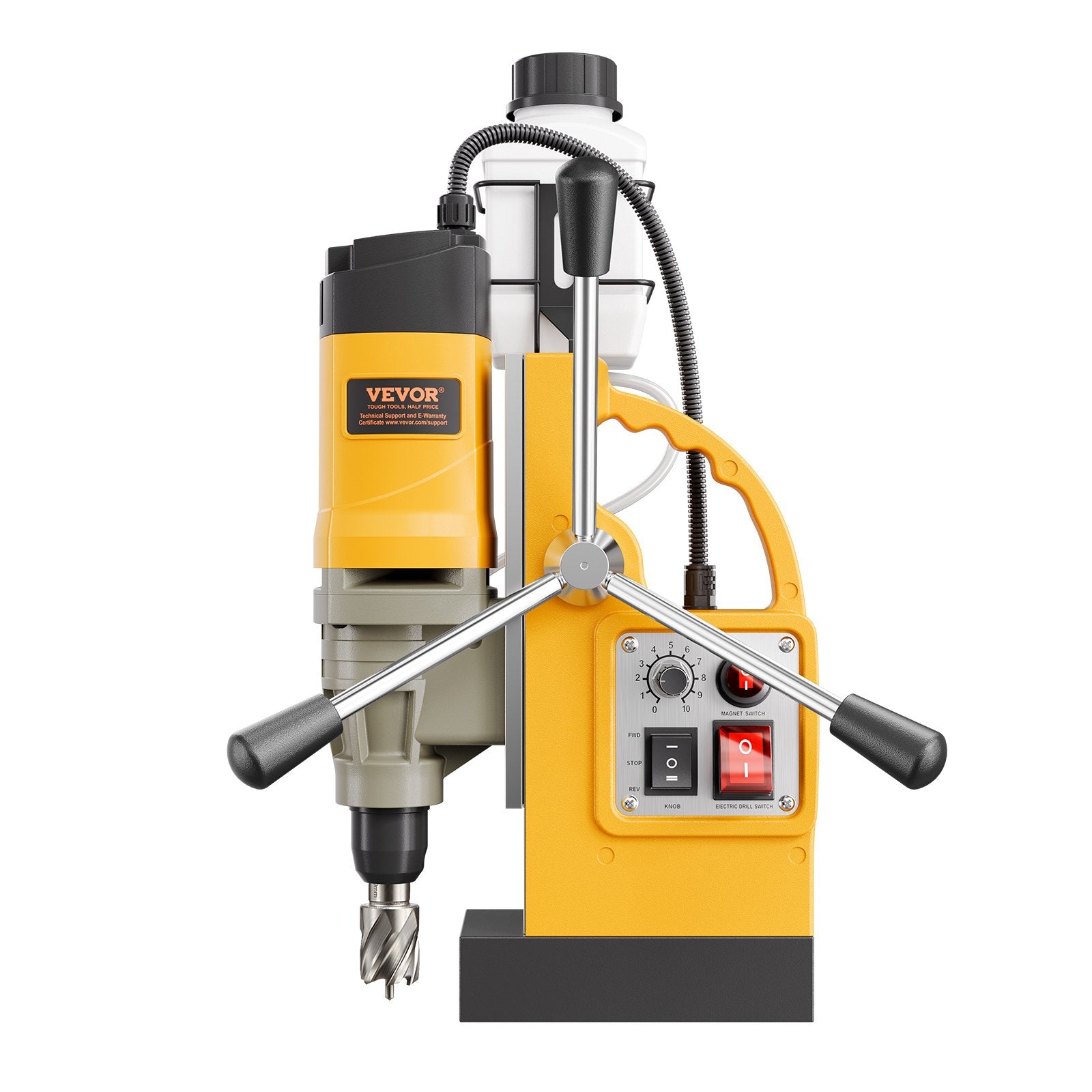 Magnetic Drill 1400W 2 Inch Boring Electric Mag Drill Press 6 Bits Yellow
