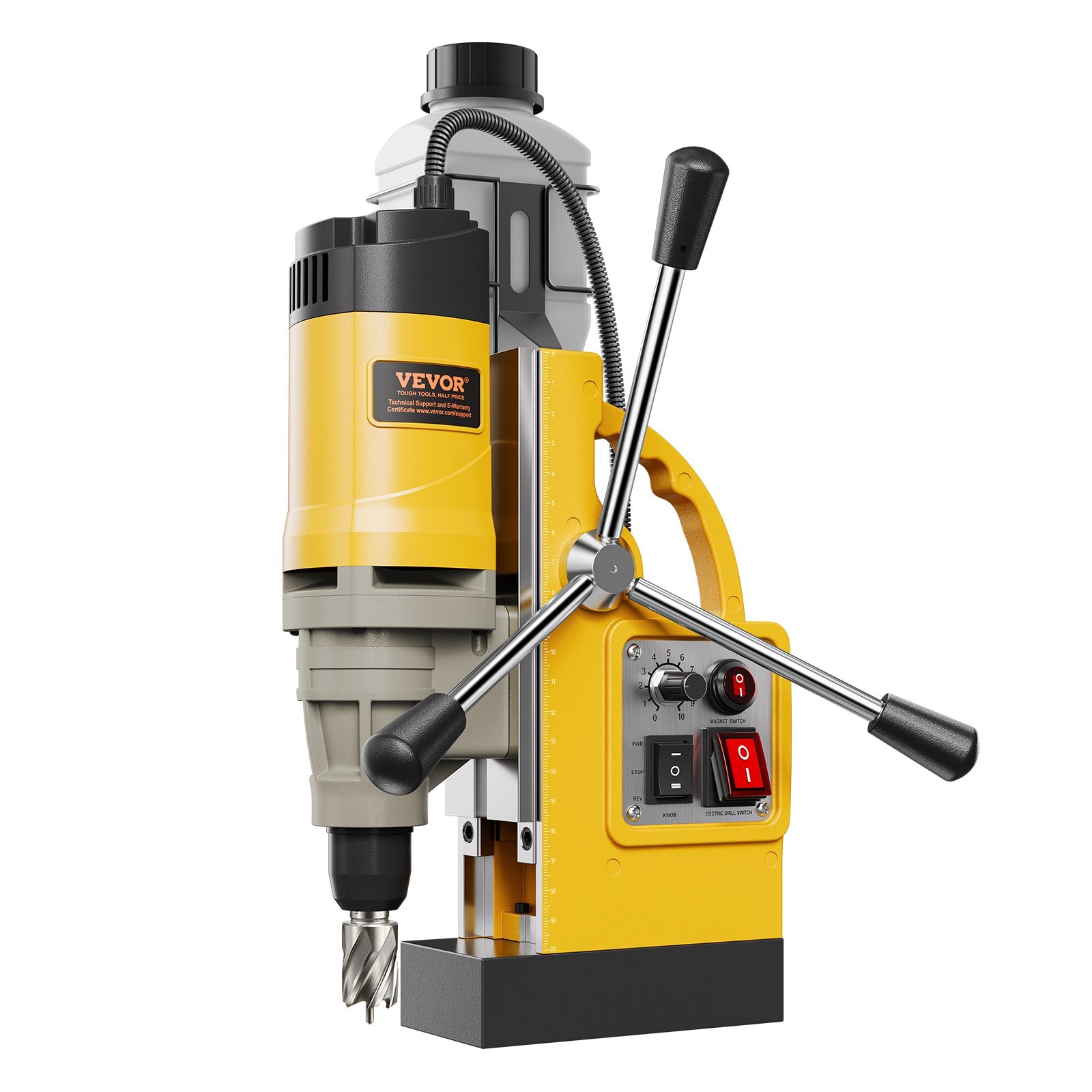 Magnetic Drill 1400W 2 Inch Boring Electric Mag Drill Press 6 Bits Yellow