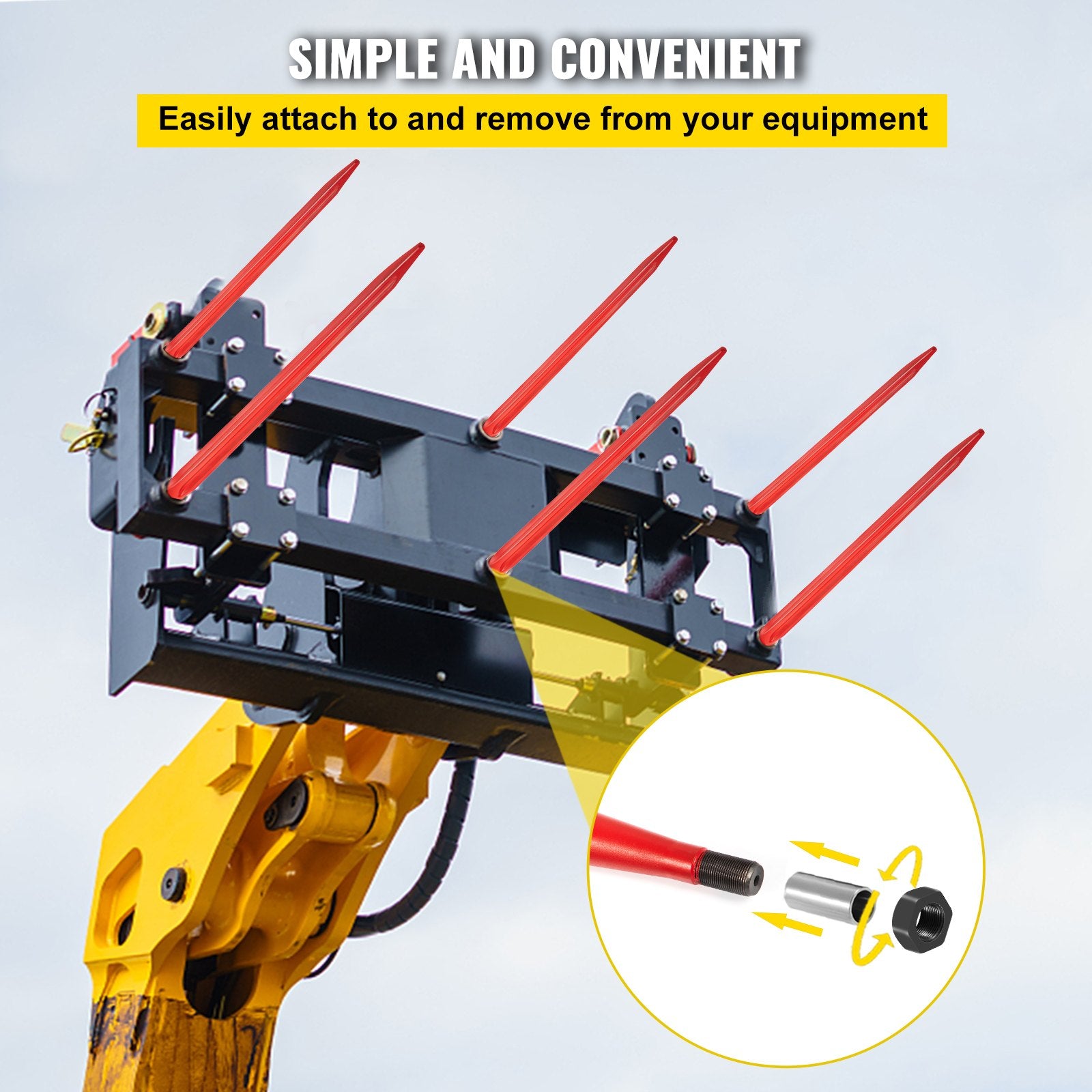 32 Inch Hay Spear Bale Spike 1350 lb Capacity Quick Attach for Tractors