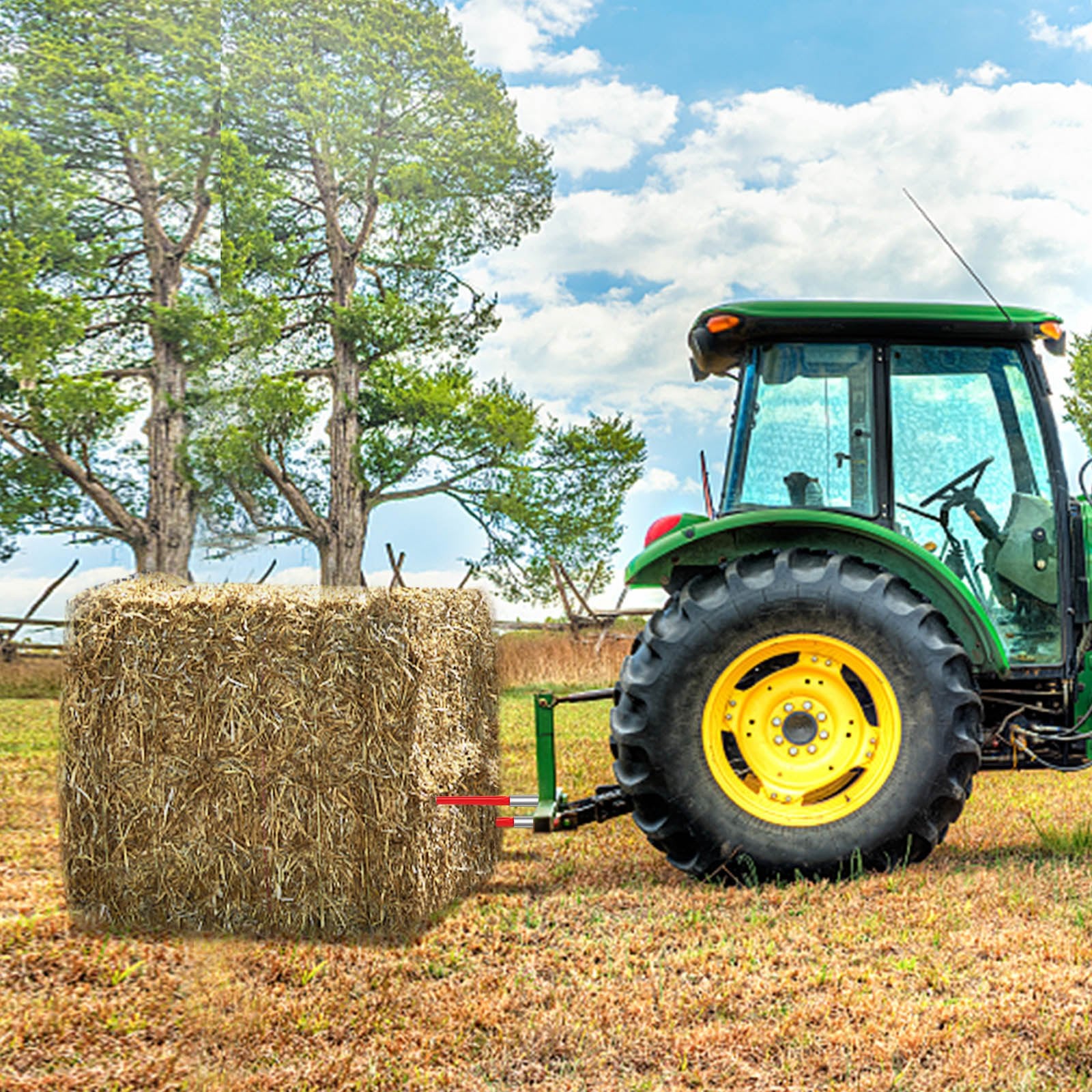 32 Inch Hay Spear Bale Spike 1350 lb Capacity Quick Attach for Tractors