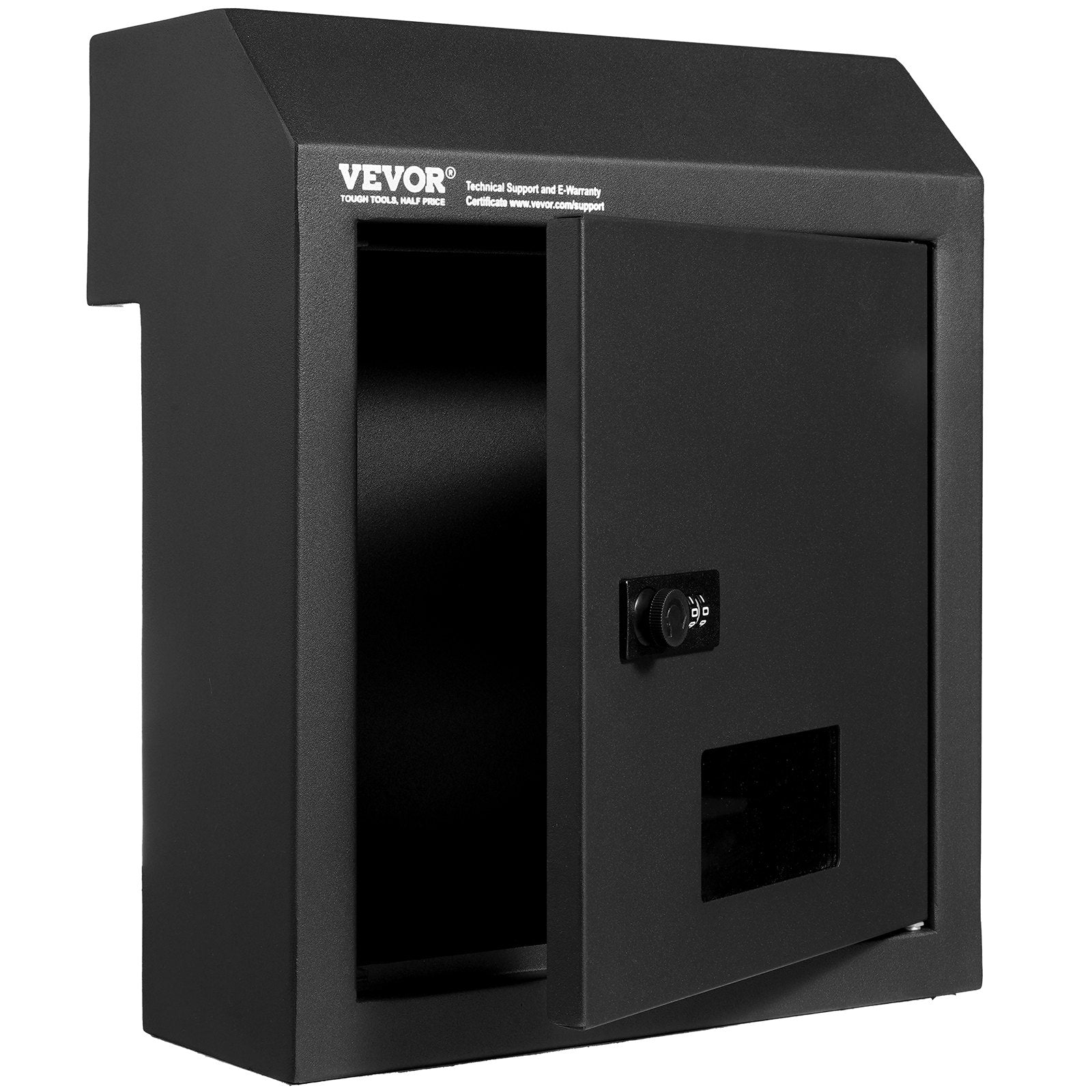 Through The Door Key Drop Box Heavy Duty Steel 12" Combination Lock Black