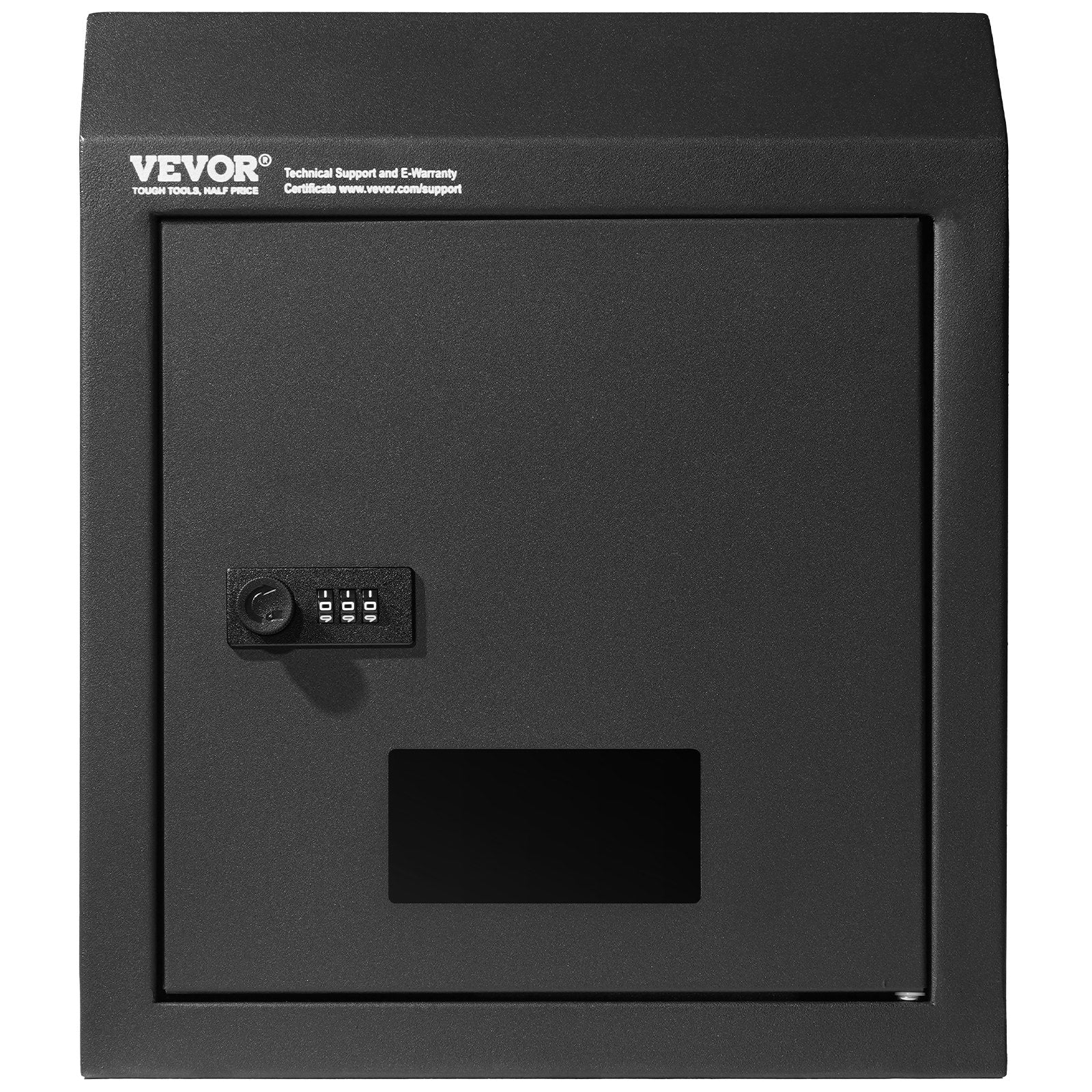 Through The Door Key Drop Box Heavy Duty Steel 12" Combination Lock Black