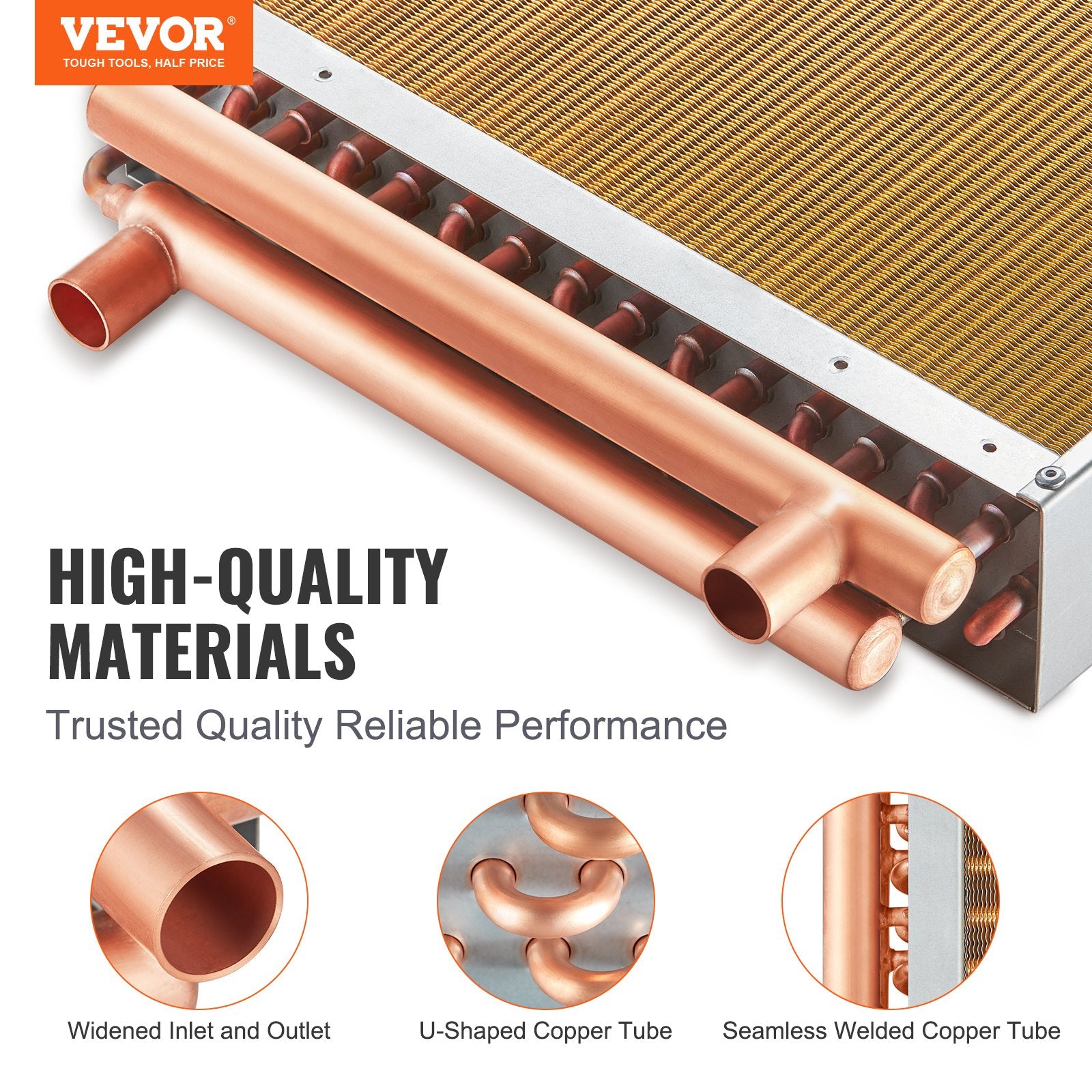 Heat Exchanger Water to Air 16x16in 3-Row Copper Ports Aluminum Fins