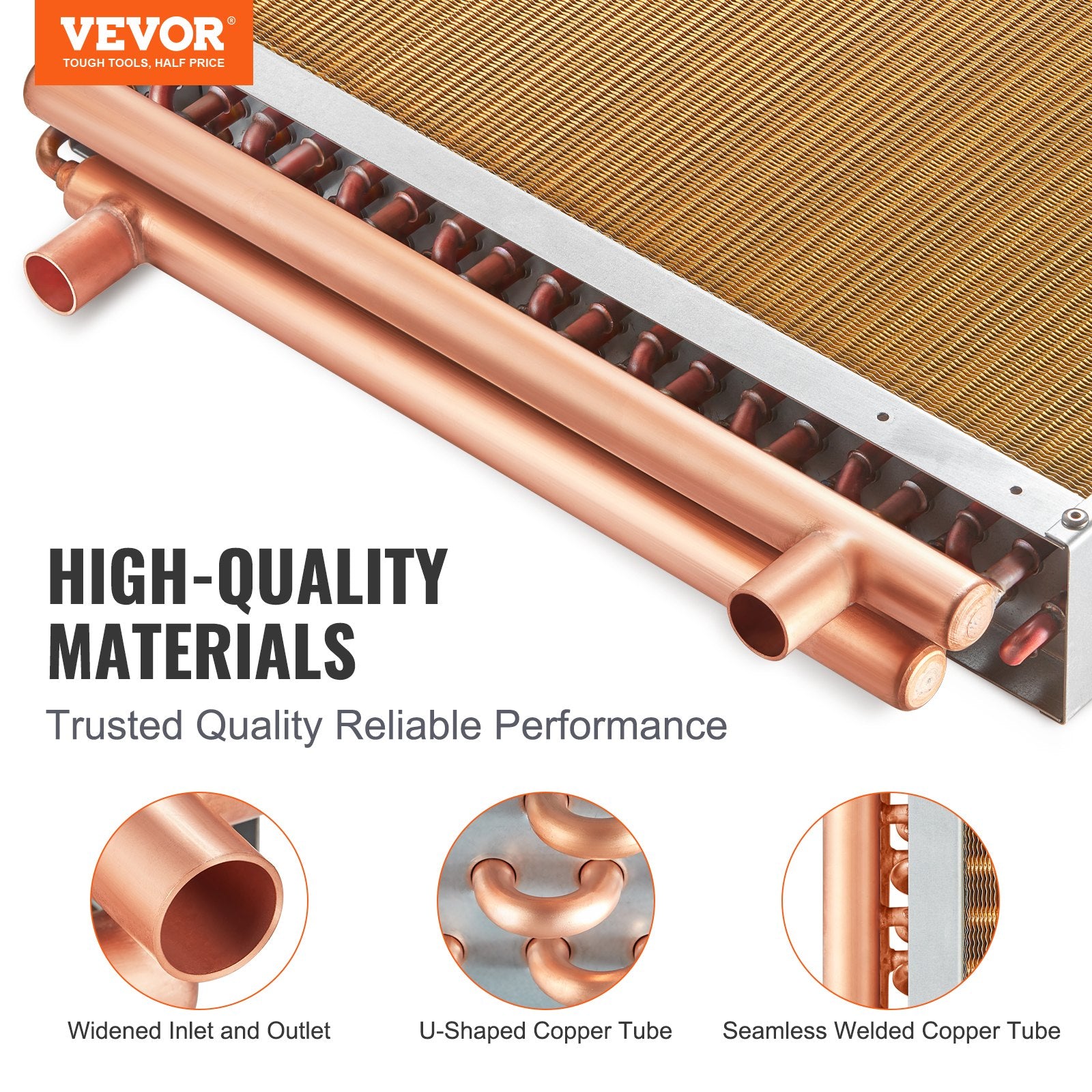 Heat Exchanger Water to Air 20x20in 3-Row Copper Ports Aluminum Fins