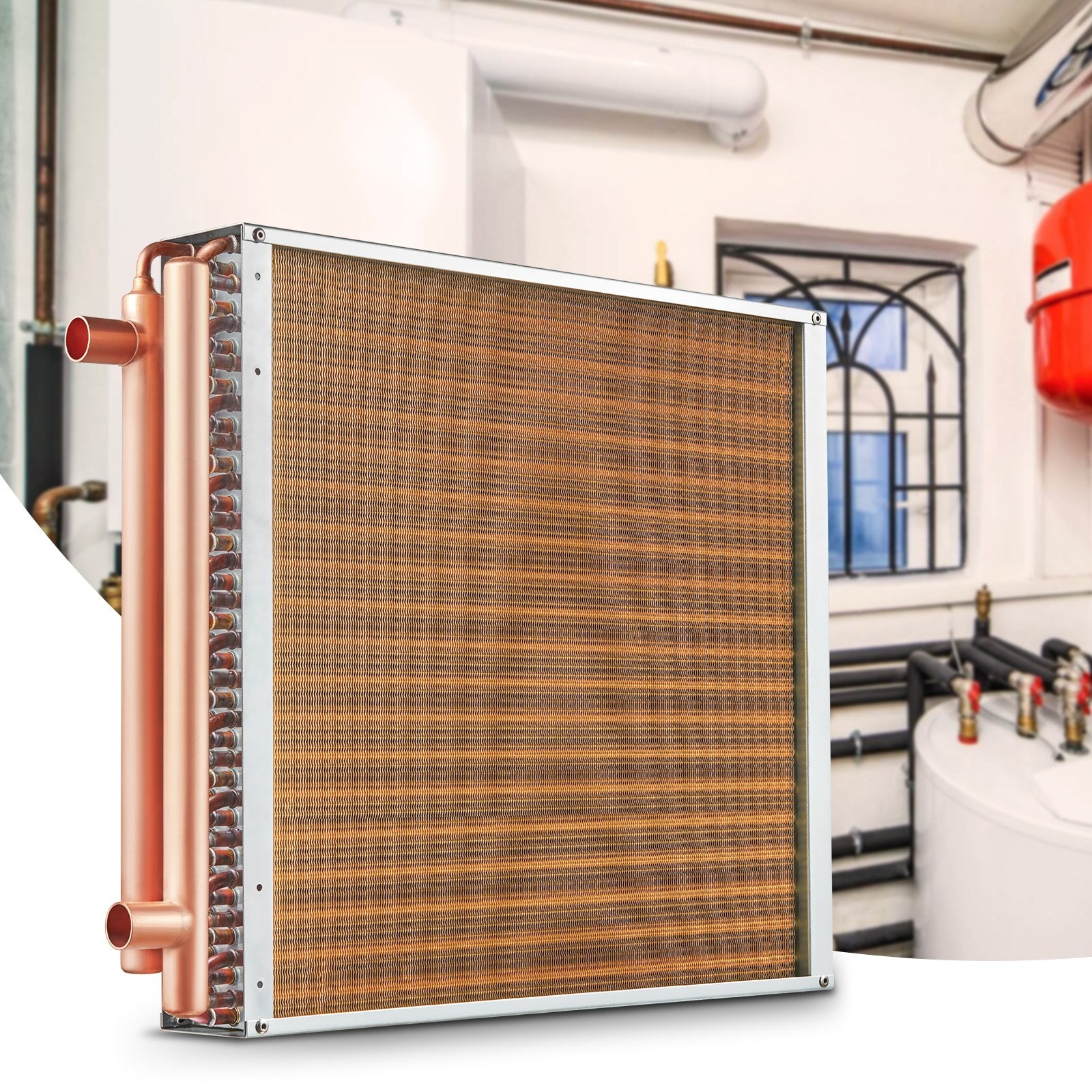 Heat Exchanger Water to Air 20x20in 3-Row Copper Ports Aluminum Fins