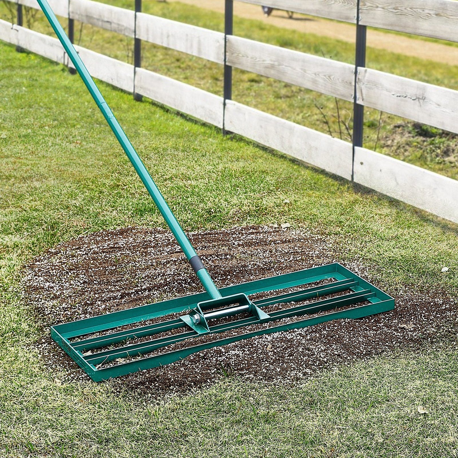 Lawn Leveling Rake 30"x10" Heavy-Duty with 78" Steel Handle