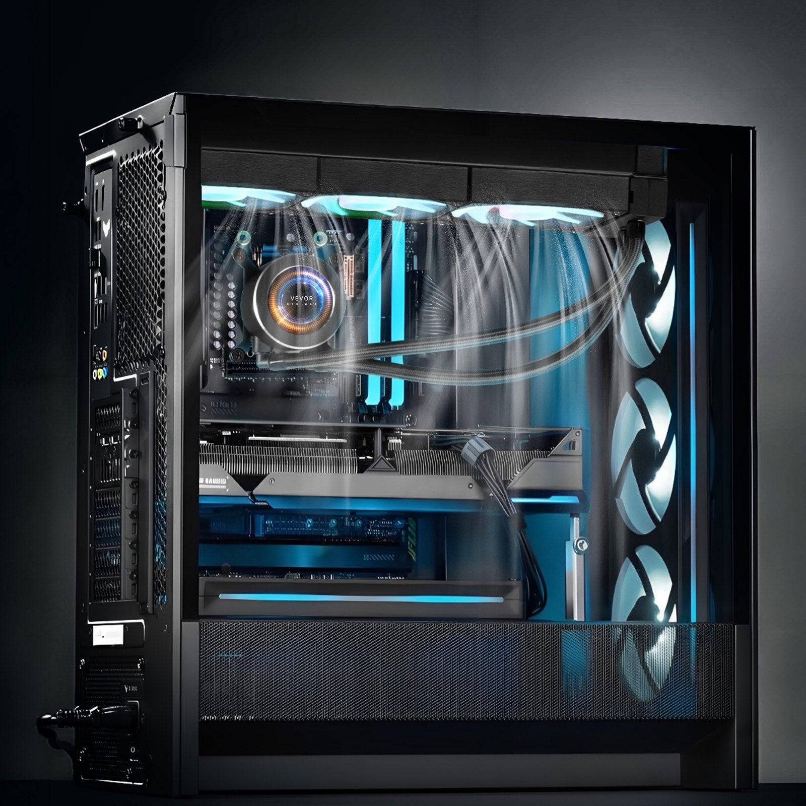 CPU Liquid Cooler AIO with 3x120mm Fans, LCD Display ARGB for Intel & AMD Socket