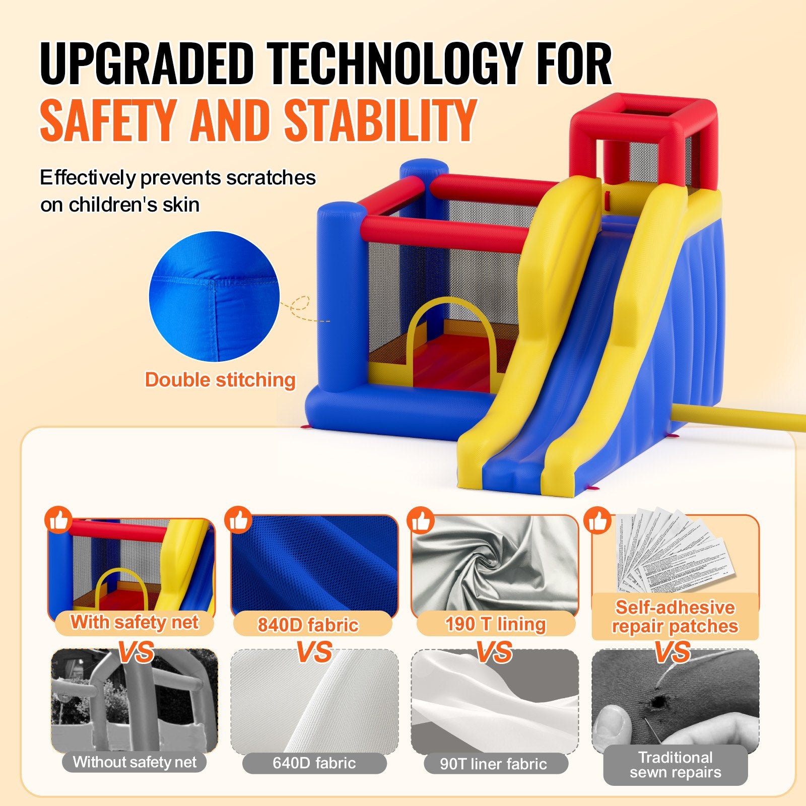 Inflatable Bounce House with Slide and Blower for Kids 3–8 Backyard Playhouse