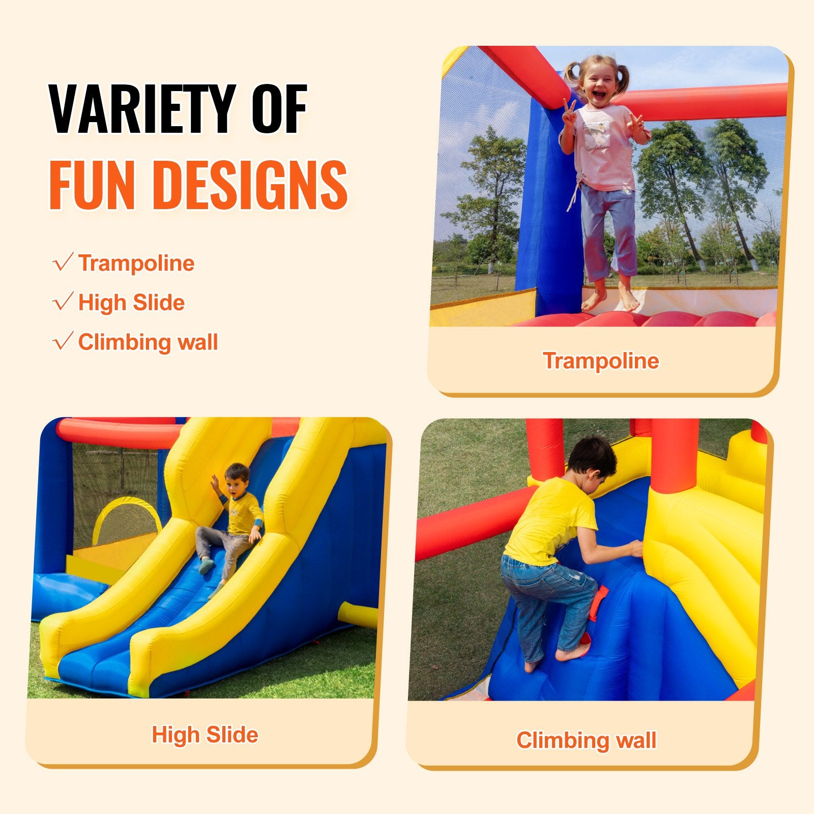 Inflatable Bounce House with Slide and Blower for Kids 3–8 Backyard Playhouse