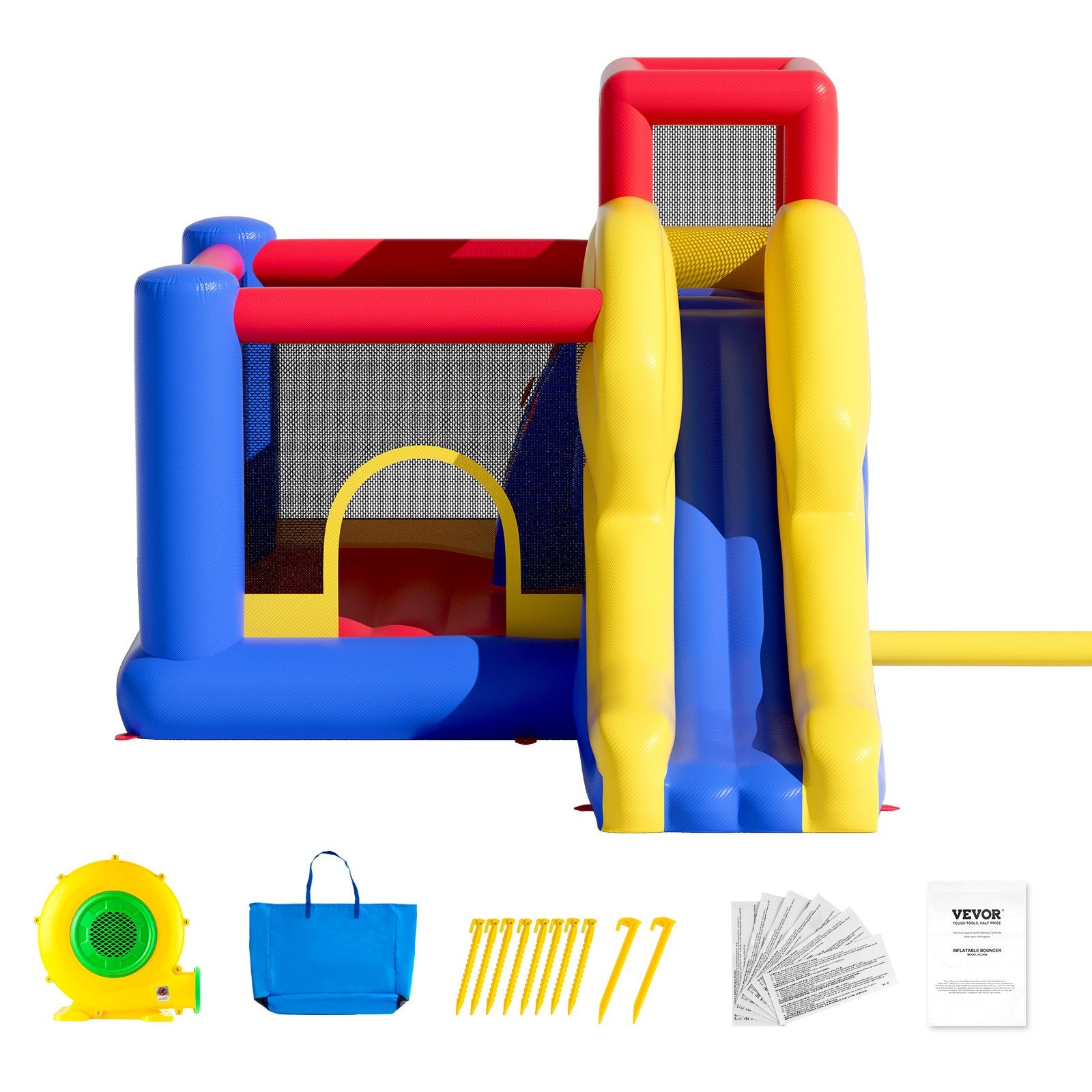 Inflatable Bounce House with Slide and Blower for Kids 3–8 Backyard Playhouse
