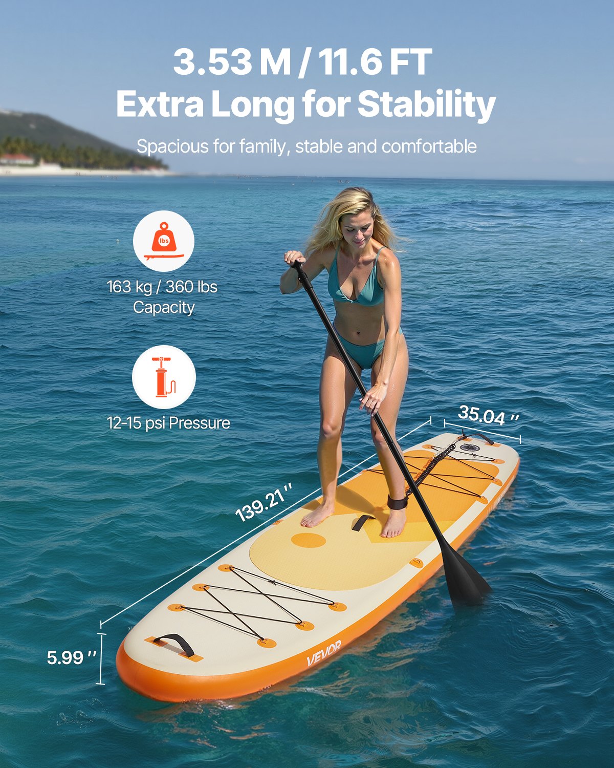 Inflatable Stand Up Paddle Board 3.53m x 89cm Ultra-Light SUP with Accessories