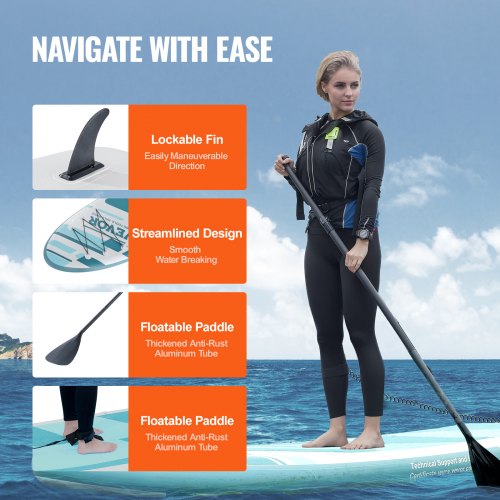 VEVOR Inflatable Stand Up Paddle Board 3352x838x152 mm Wide SUP with Accessories