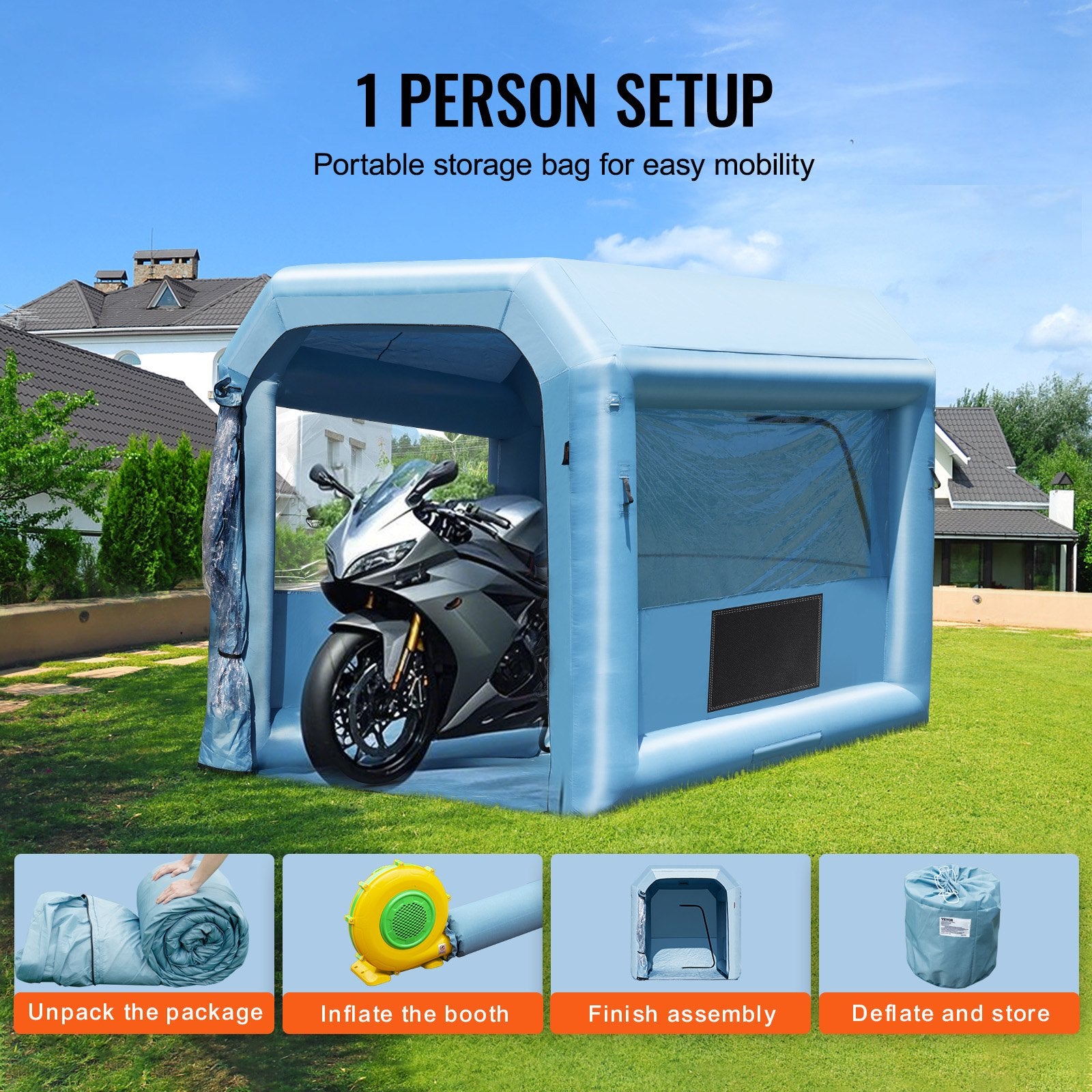Inflatable Paint Booth 9.8x8.2x8.2ft Portable Spray Booth with Blower