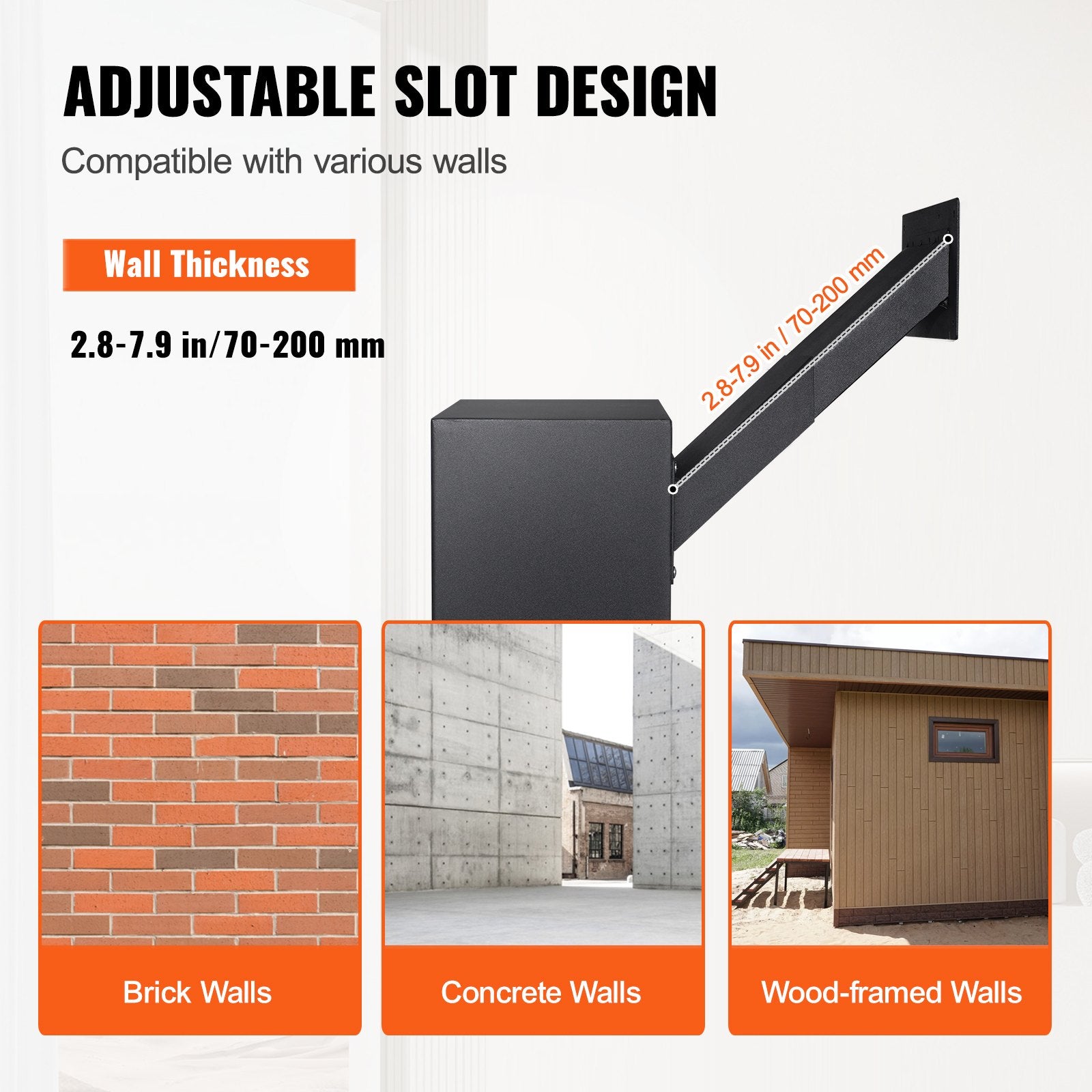 Through Wall Drop Box Steel Mailbox 13x7x17in Combination Lock Black