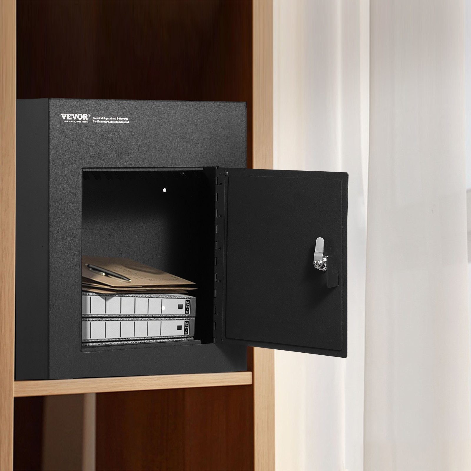 Through Wall Drop Box Steel Mailbox 13x7x17in Combination Lock Black