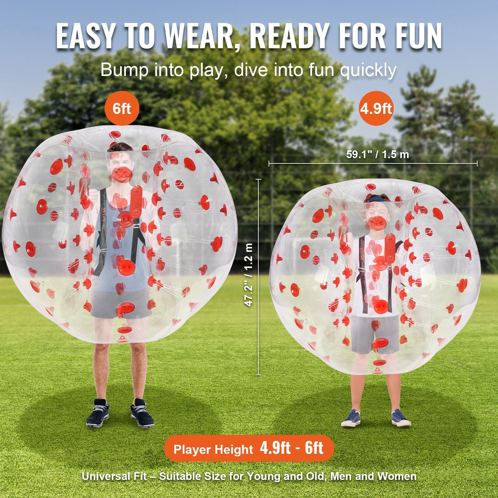 Inflatable Bumper Ball 5FT 1-Pack PVC Sumo Zorb Human Bubble Outdoor Play