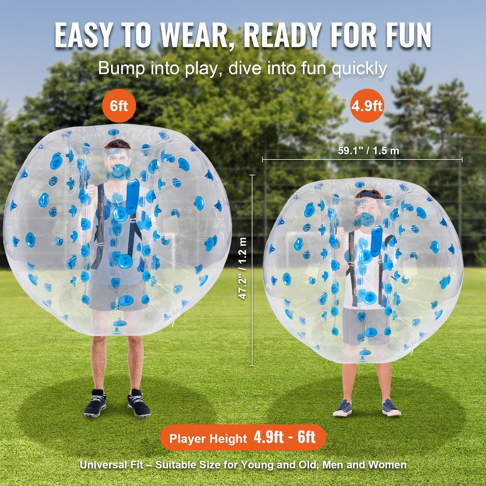 Inflatable Bumper Ball 5FT 1-Pack PVC Sumo Zorb Human Bubble Outdoor Play