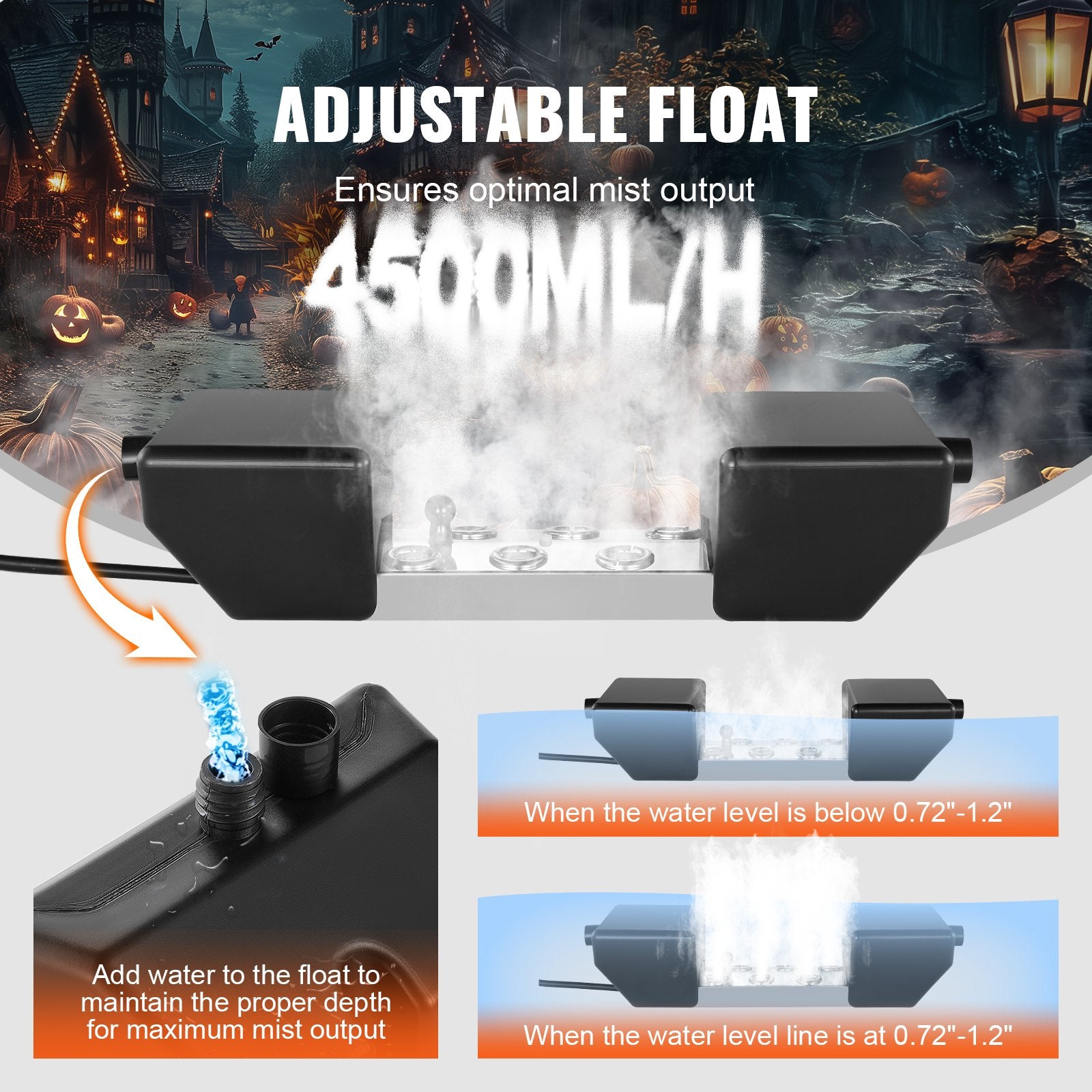 Ultrasonic Mist Maker 6-Head 4500mL/H with 165W Waterproof Power Supply