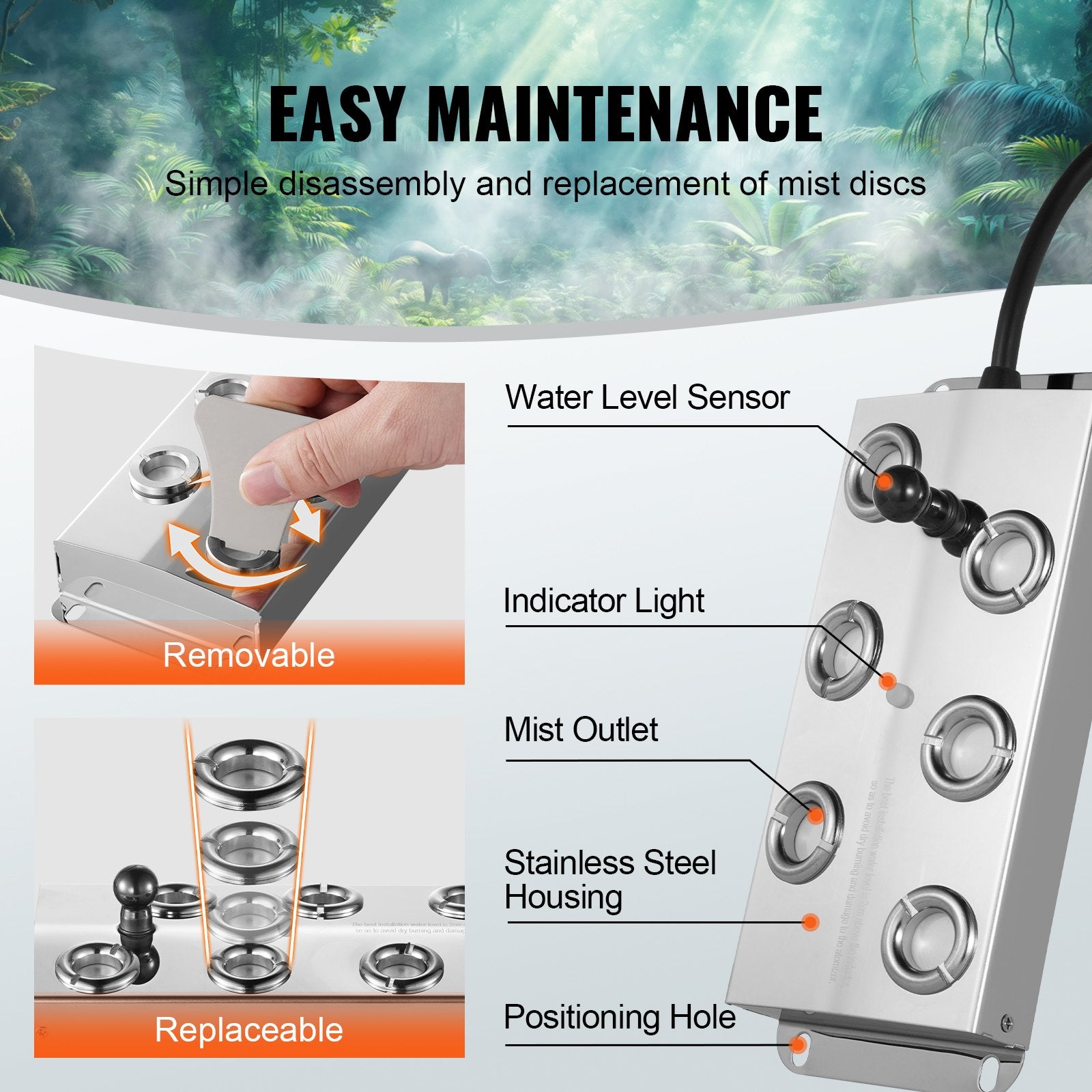 Ultrasonic Mist Maker 6-Head 4500mL/H with 165W Waterproof Power Supply