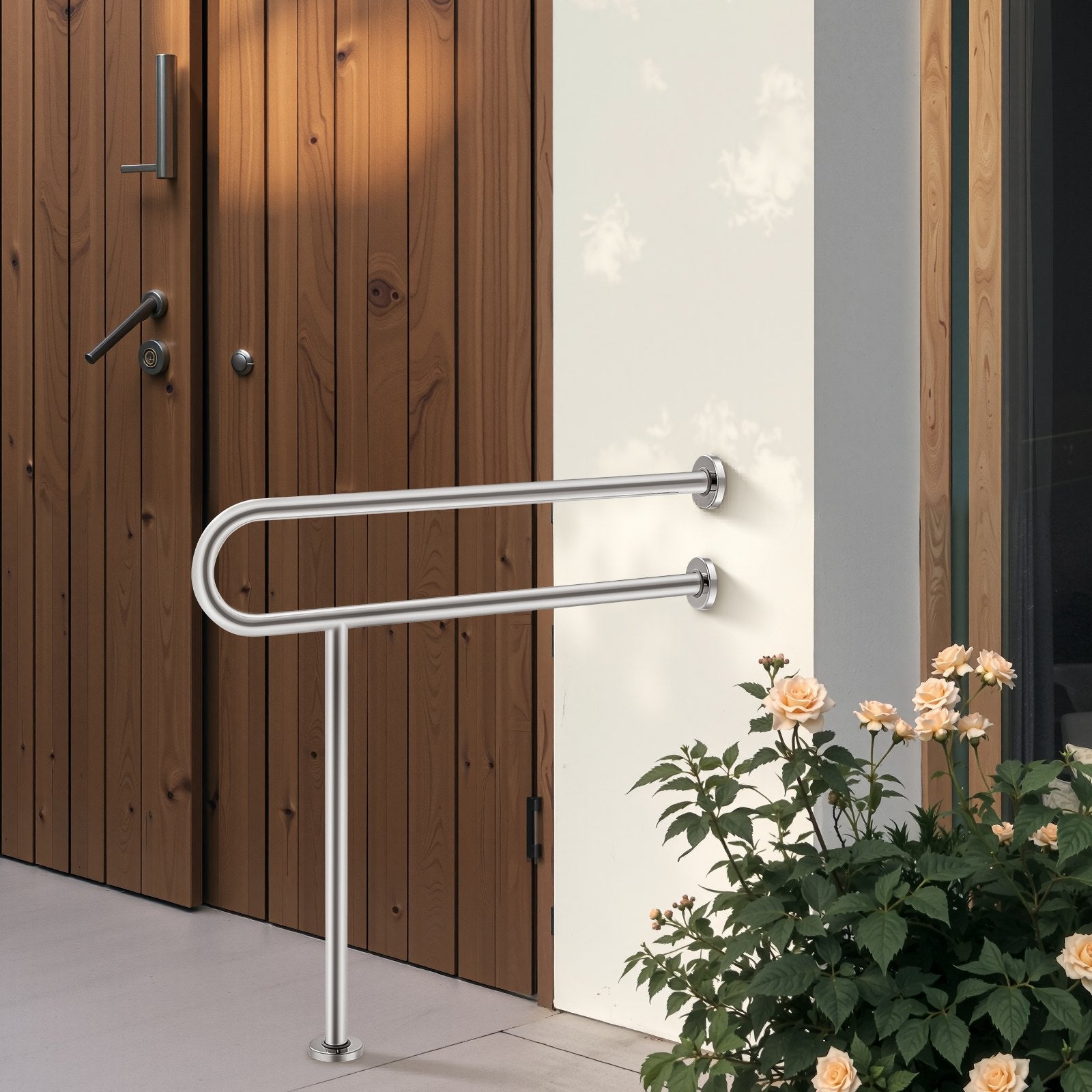 Toilet Safety Rail 80cm U-Shaped Stainless Steel Grab Bar with Anti-Slip Handle