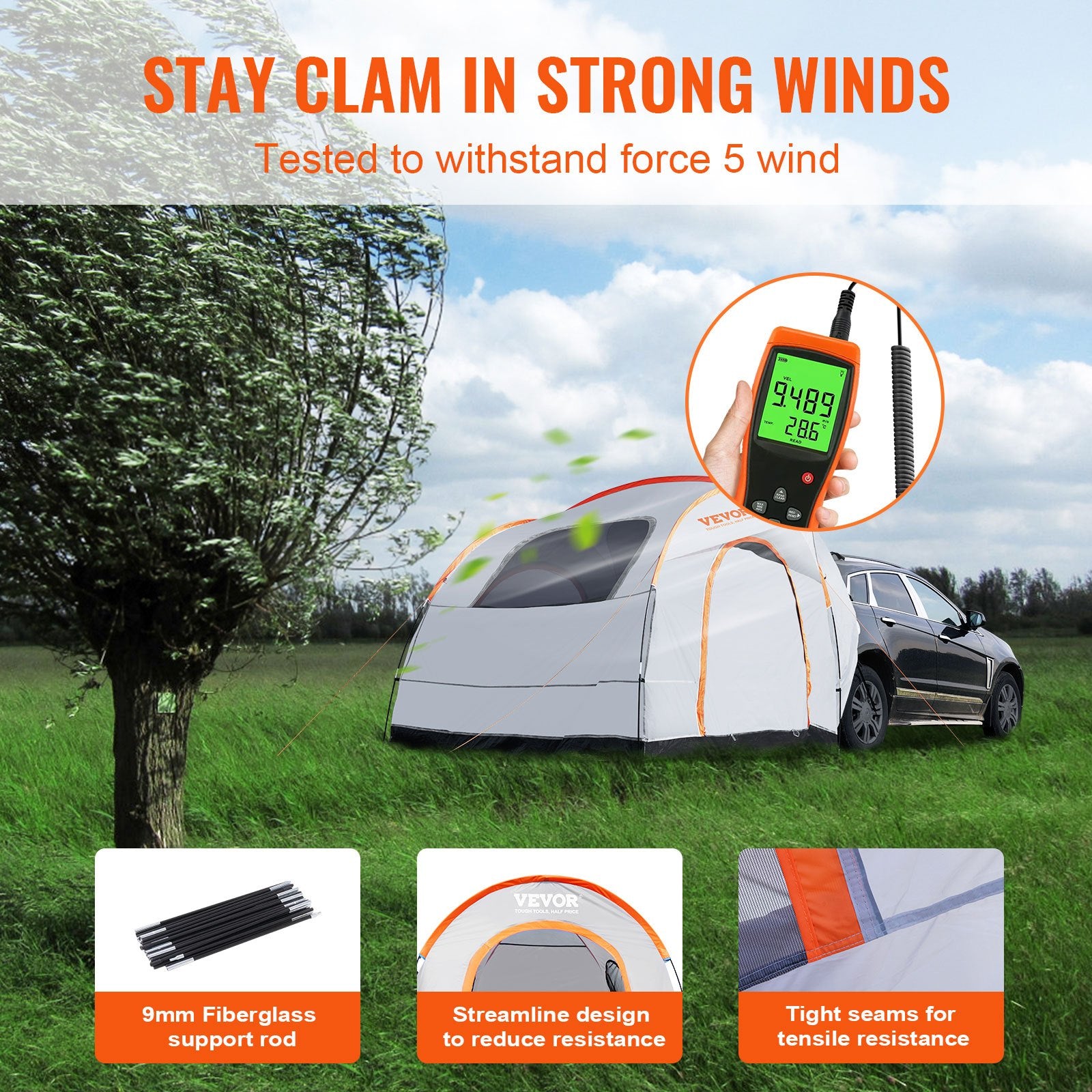 SUV Camping Tent 8'x8' PU2000mm 2-Layer for 6-8 with Rain Cover Bag
